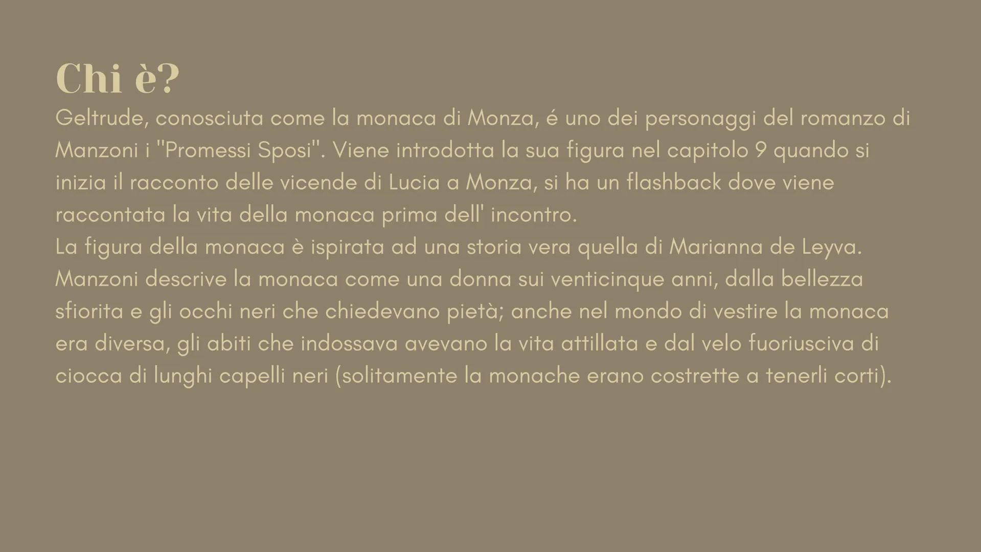# La
# monaca
# di Monza
MARTINA MORESCHI # Chi รจ?
Geltrude, conosciuta come la monaca di Monza, รฉ uno dei personaggi del romanzo di
Man