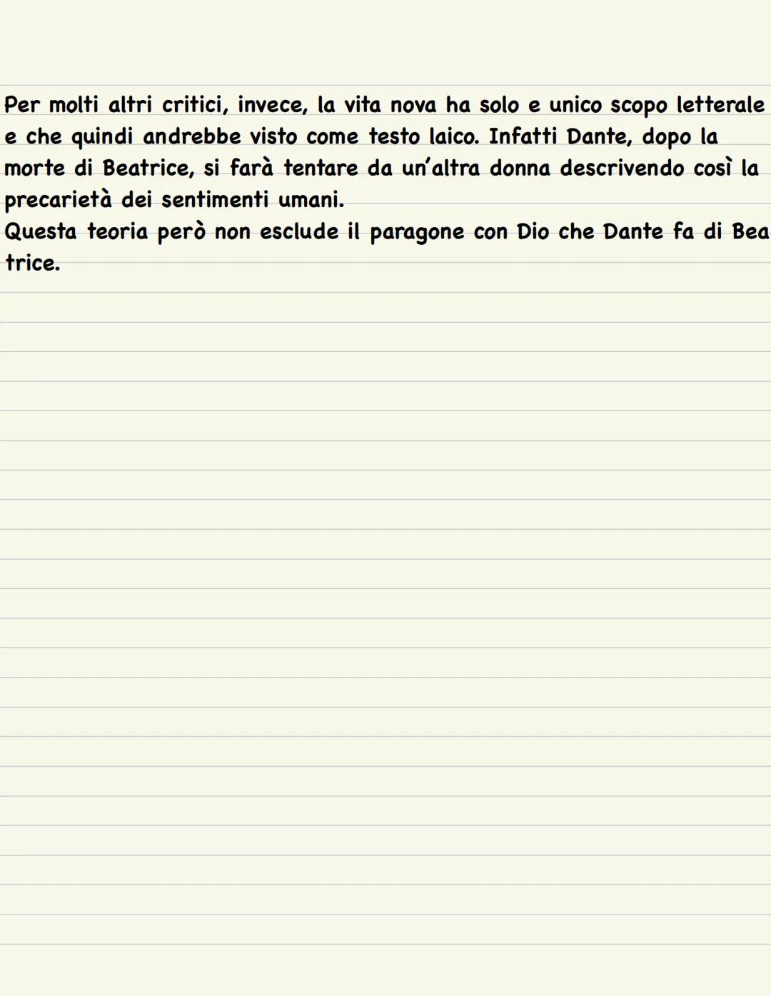 # La vita nova
La vita nova é un racconto autobiografico meglio definito come la croni-
storia dell'amore di Dante nei confronti di Beatri