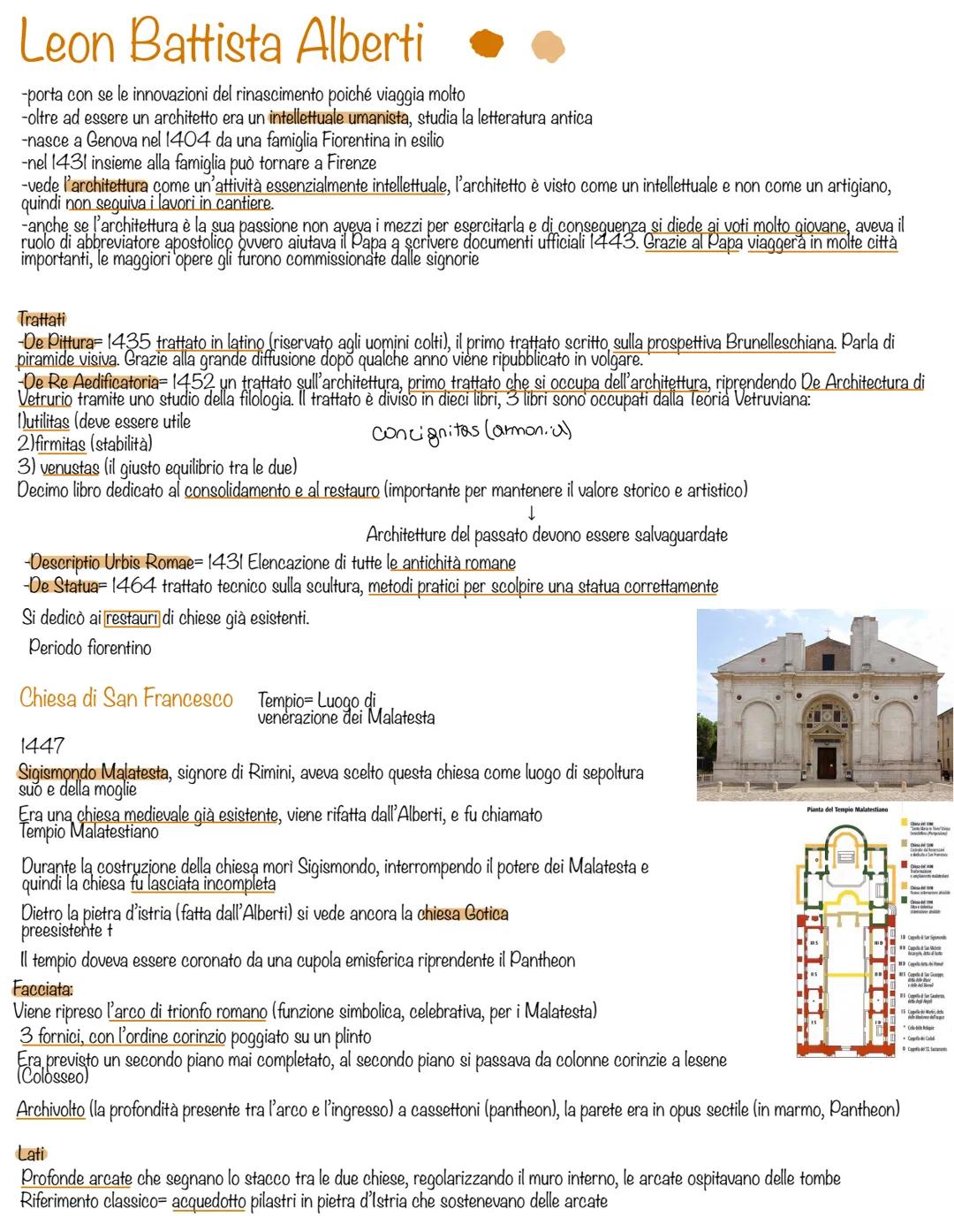 # Leon Battista Alberti
-porta con se le innovazioni del rinascimento poiché viaggia molto
-oltre ad essere un architetto era un intellettu