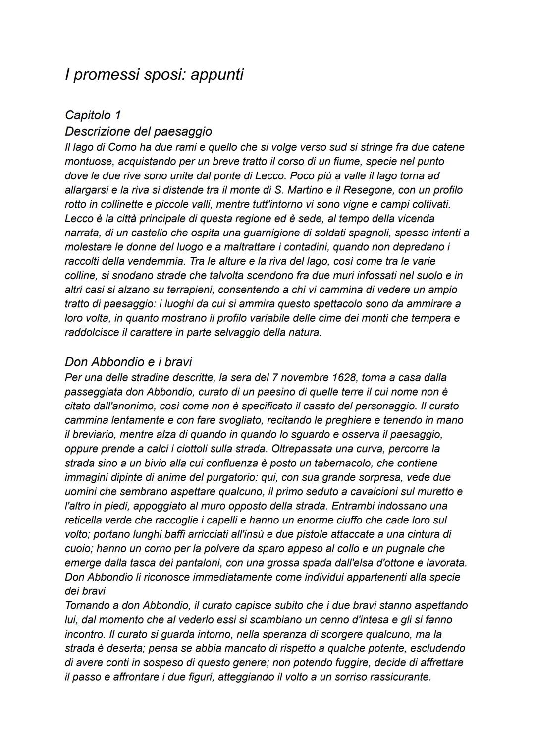 # I promessi sposi: appunti
Capitolo 1
Descrizione del paesaggio
Il lago di Como ha due rami e quello che si volge verso sud si stringe f