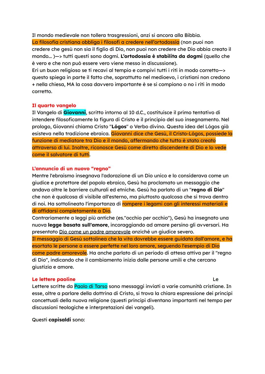 LA NASCITA DELLA FILOSOFIA CRISTIANA
Con il prevalere del cristianesimo, nel mondo occidentale nasce un nuovo indirizzo
filosofico.
Ogni rel