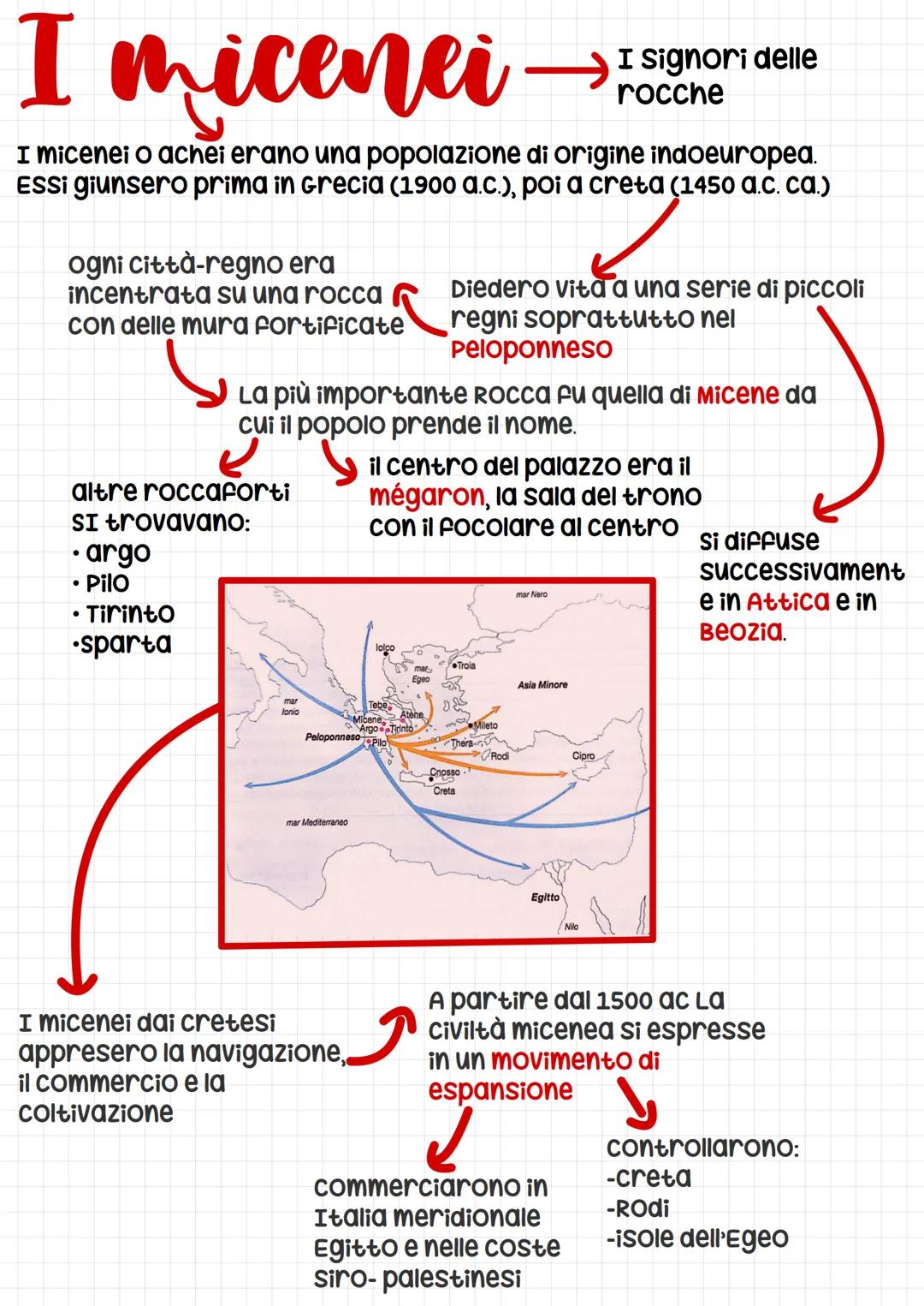 I micenci
I micenei o achei erano una popolazione di origine indoeuropea.
ESSI giunsero prima in Grecia (1900 A.C.), poi a creta (1450 A.C.