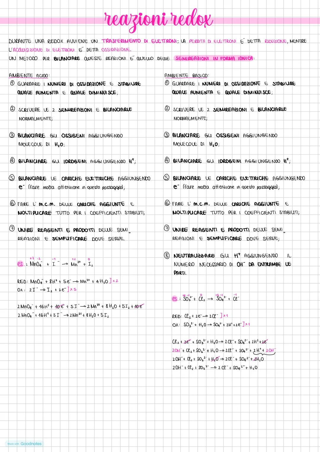 reazioni redox
DURANTE UNA REDOX AVVIENE UN TRASFERIMENTO DI ELETTRONI; LA PERDITA DI ELETTRONI E DETTA RIDUZIONE, MENTRE
L'ACQUISIZIONE DI