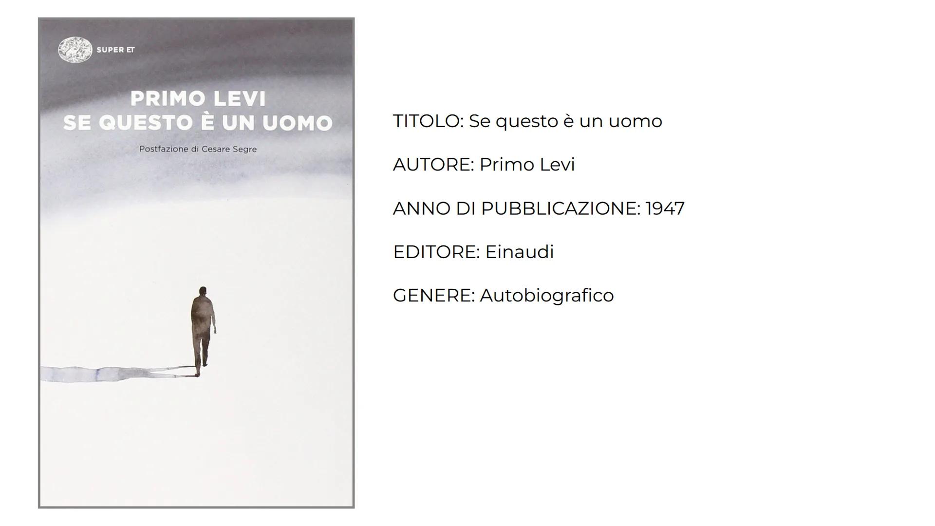 Se questo
è un uomo
Primo Levi
FANTINI SILVIA PRIMO LEVI
è stato uno scrittore, chimico e partigiano
italiano, superstite dell'Olocausto e a