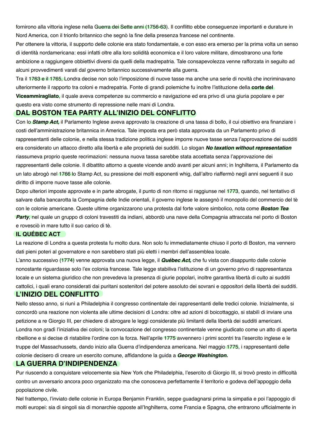 # LA RIVOLUZIONE AMERICANA
Nel processo di espansione del suo impero coloniale, l'Inghilterra considerò uno dei suoi principali punti di fo