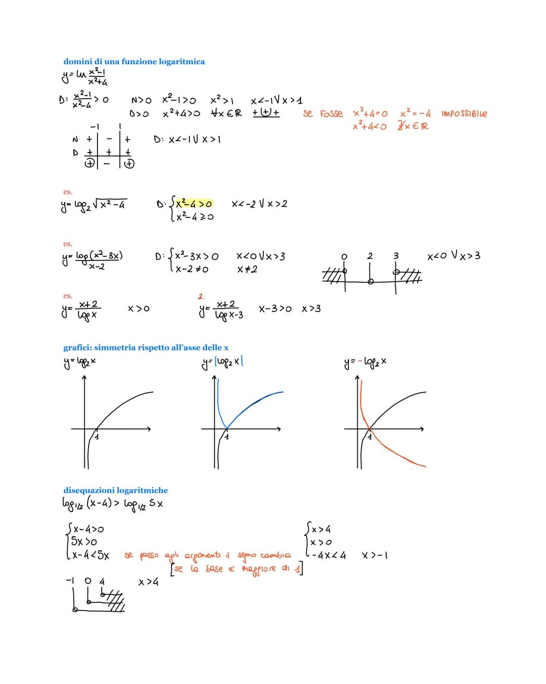 logaritmi: il logaritmo in base a di b è l'esponente da assegnare alla base a per ottenere l'argomento b
$log_a b = x \rightarrow a^x = b$