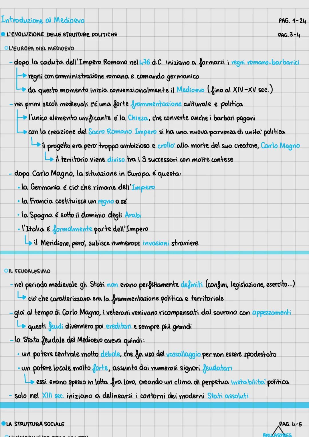 Introduzione
al Medioevo
L'EVOLUZIONE DELLE STRUTTURE POLITICHE
OL'EUROPA NEL MEDIOEVO
ยทdopo la caduta dell'Impero Romano nel 476 d.C. inizi