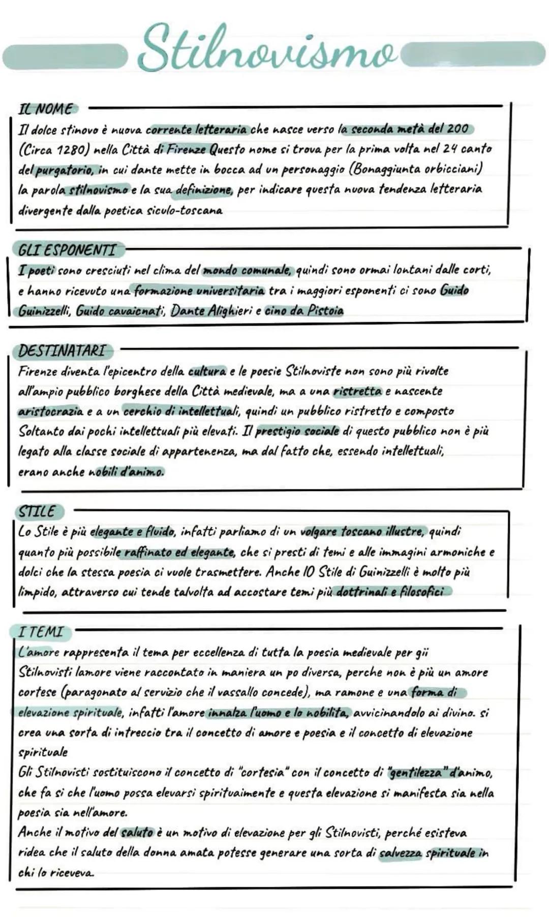 # Stilnovismo
IL NOME
Il dolce stinovo è nuova corrente letteraria che nasce verso la seconda metà del 200
(Circa 1280) nella Città di Fir