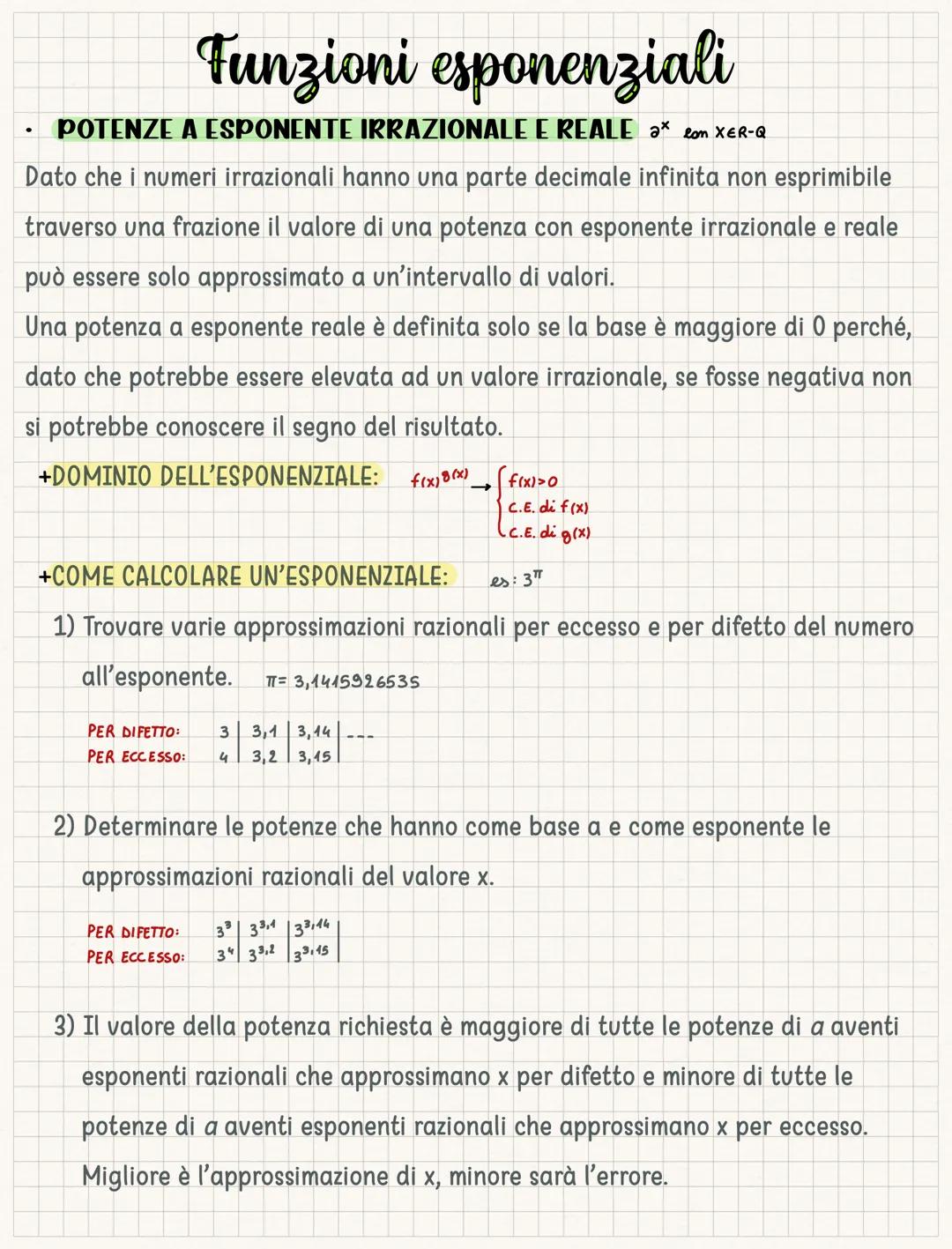 Funzioni esponenziali
POTENZE A ESPONENTE IRRAZIONALE E REALE a* con XER-Q
Dato che i numeri irrazionali hanno una parte decimale infinita n