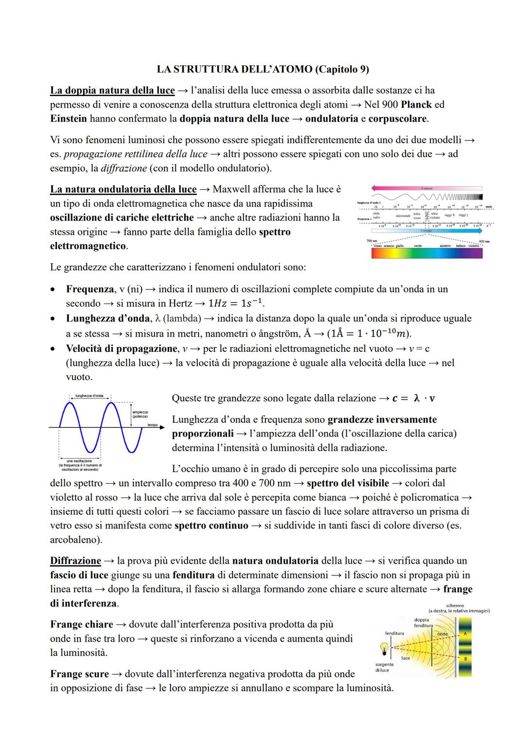 La Struttura dell’atomo (dal Capitolo 9 di “Chimica: concetti e modelli)