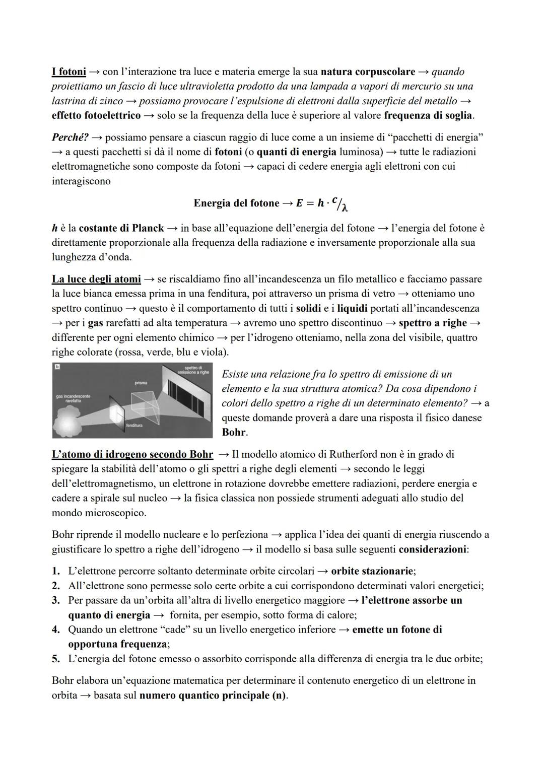 # LA STRUTTURA DELL'ATOMO (Capitolo 9)
La doppia natura della luce → l'analisi della luce emessa o assorbita dalle sostanze ci ha
permesso
