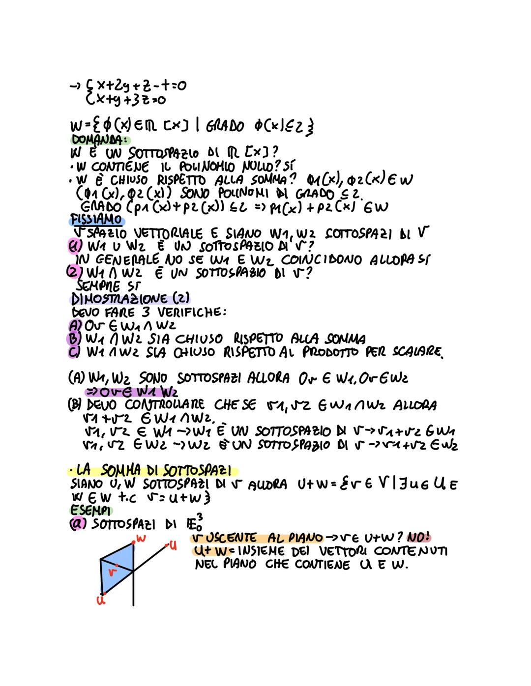 # SPAZI VETTORIALU
R³=${\binom{x_1}{x_2}{x_3} / x_i \epsilon IR}$ => Ę UNA TRIPLA SERIE ORDINATA DI NUMERI
È DEFINITA UN'OPERAZIONE DI SOMM