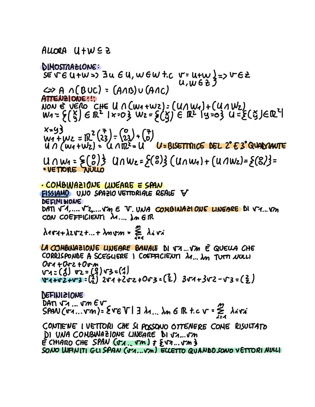 # SPAZI VETTORIALU
R³=${\binom{x_1}{x_2}{x_3} / x_i \epsilon IR}$ => Ę UNA TRIPLA SERIE ORDINATA DI NUMERI
È DEFINITA UN'OPERAZIONE DI SOMM