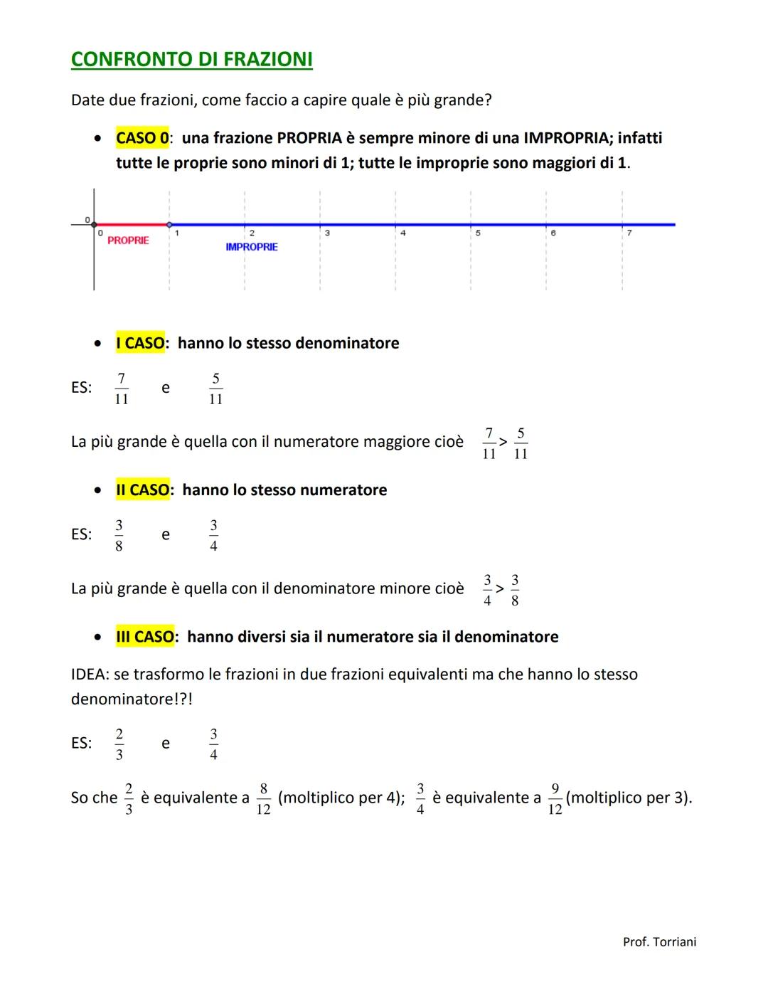 # FRAZIONI
## CLASSIFICAZIONE FRAZIONI
Le frazioni possono essere:
* PROPRIE: se il numeratore è minore del denominatore. ES: $\frac{2}
