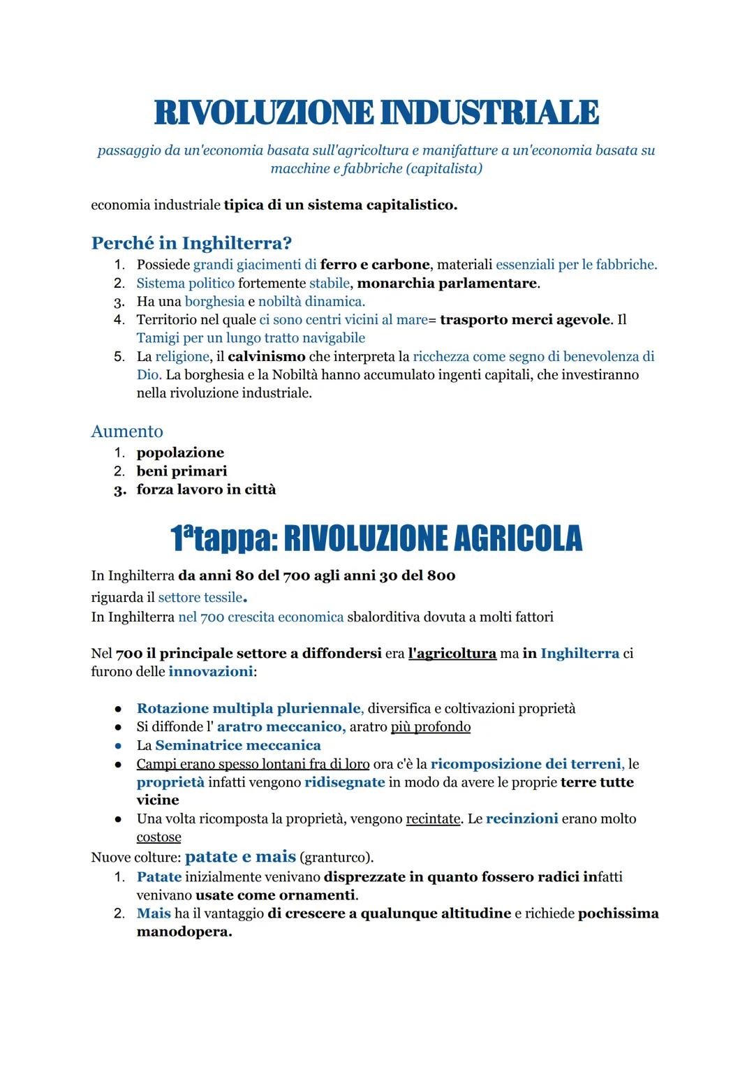 # RIVOLUZIONE INDUSTRIALE
passaggio da un'economia basata sull'agricoltura e manifatture a un'economia basata su
macchine e fabbriche (capit