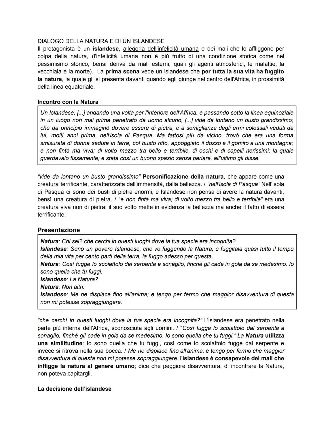 Dialogo della natura e di un islandese, Leopardi