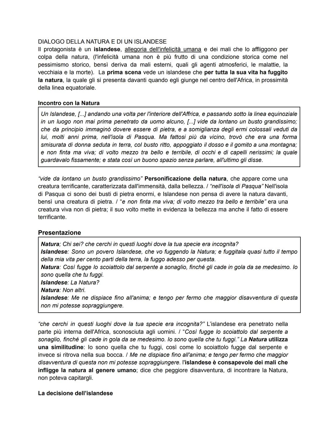 DIALOGO DELLA NATURA E DI UN ISLANDESE
Il protagonista รจ un islandese, allegoria dell'infelicitร umana e dei mali che lo affliggono per
colp