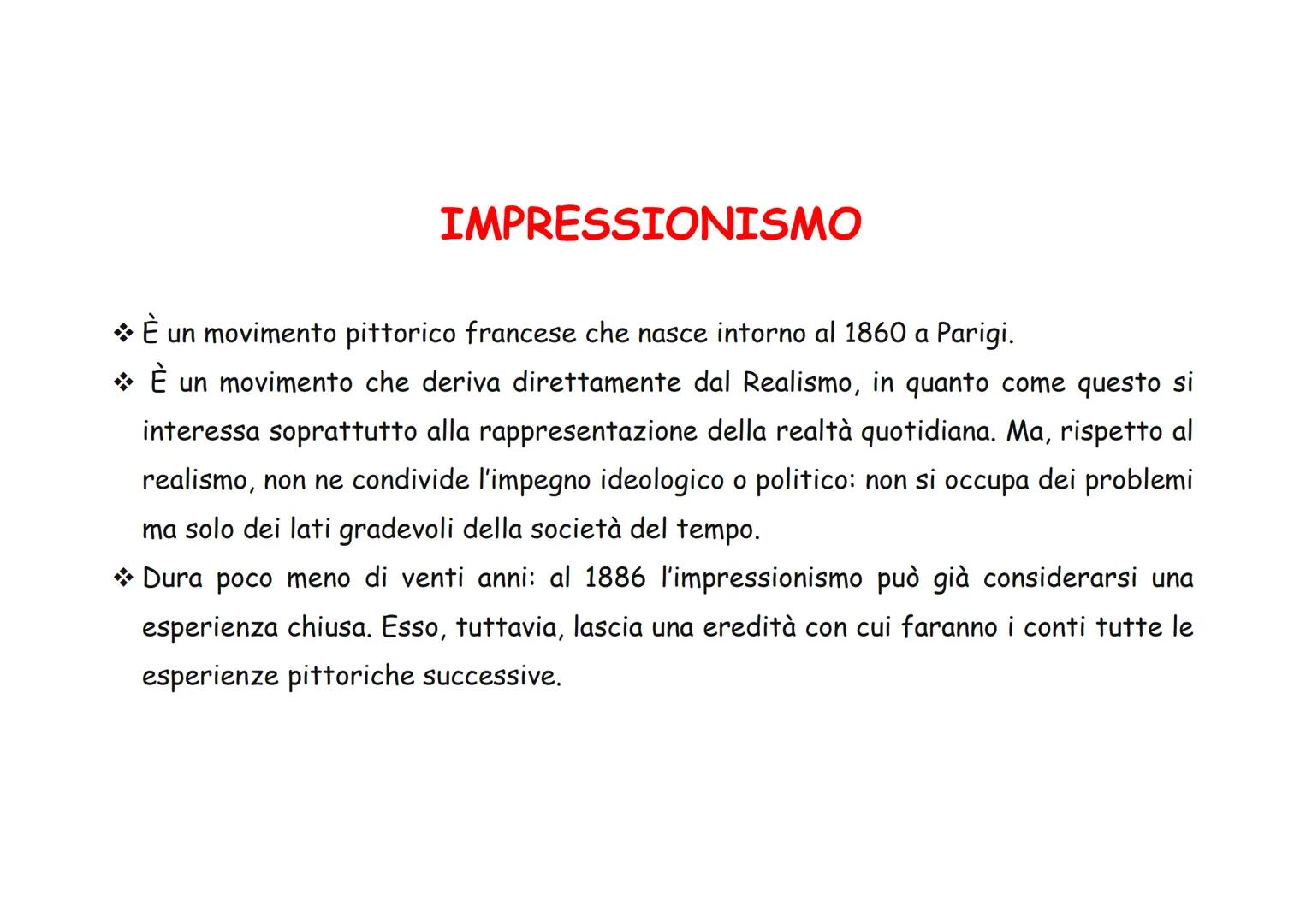 # IMPRESSIONISMO
e
PUNTINISMO
a cura di Denise Mecchia # IMPRESSIONISMO
❖ È un movimento pittorico francese che nasce intorno al 1860 a