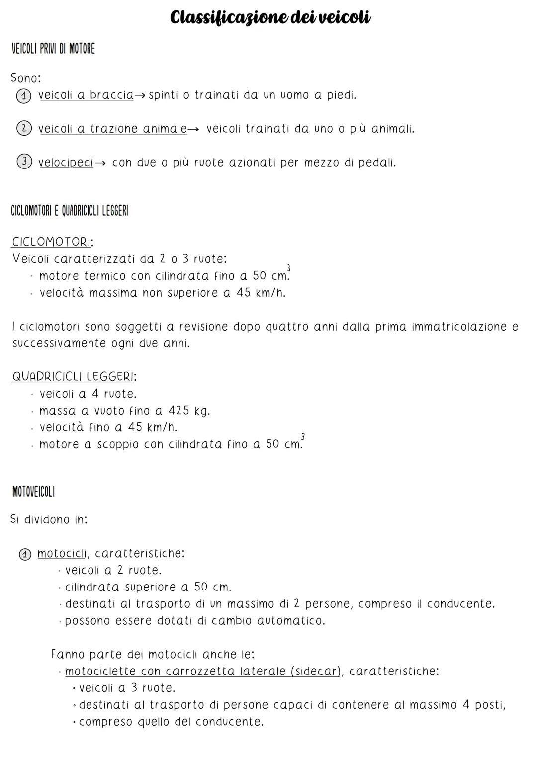 CLASSIFICAZIONE DEI VEICOLI - SCUOLA GUIDA