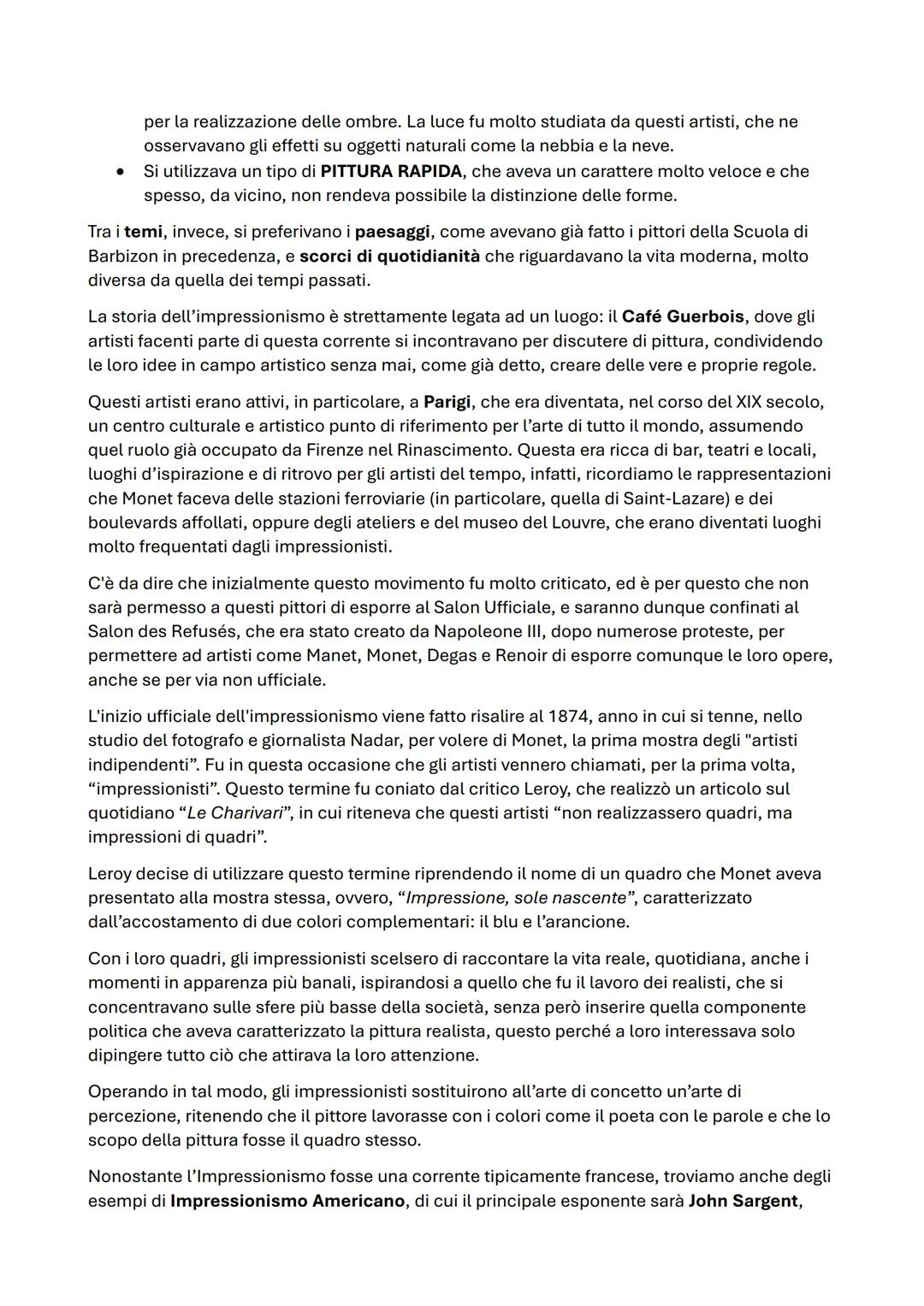 IMPRESSIONISMO
A iniziare dai primi anni Sessanta del XIX secolo, alcuni giovani pittori decisero di
intraprendere una coraggiosa battaglia