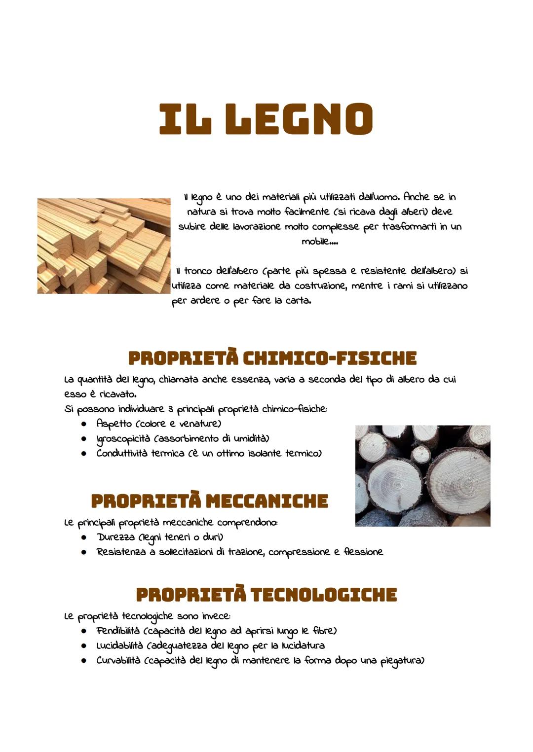 # IL LEGNO
I legno รจ uno dei materiali piรน utilizzati dall'uomo. Anche se in
natura si trova molto facilmente (si ricava dagli alberi) deve