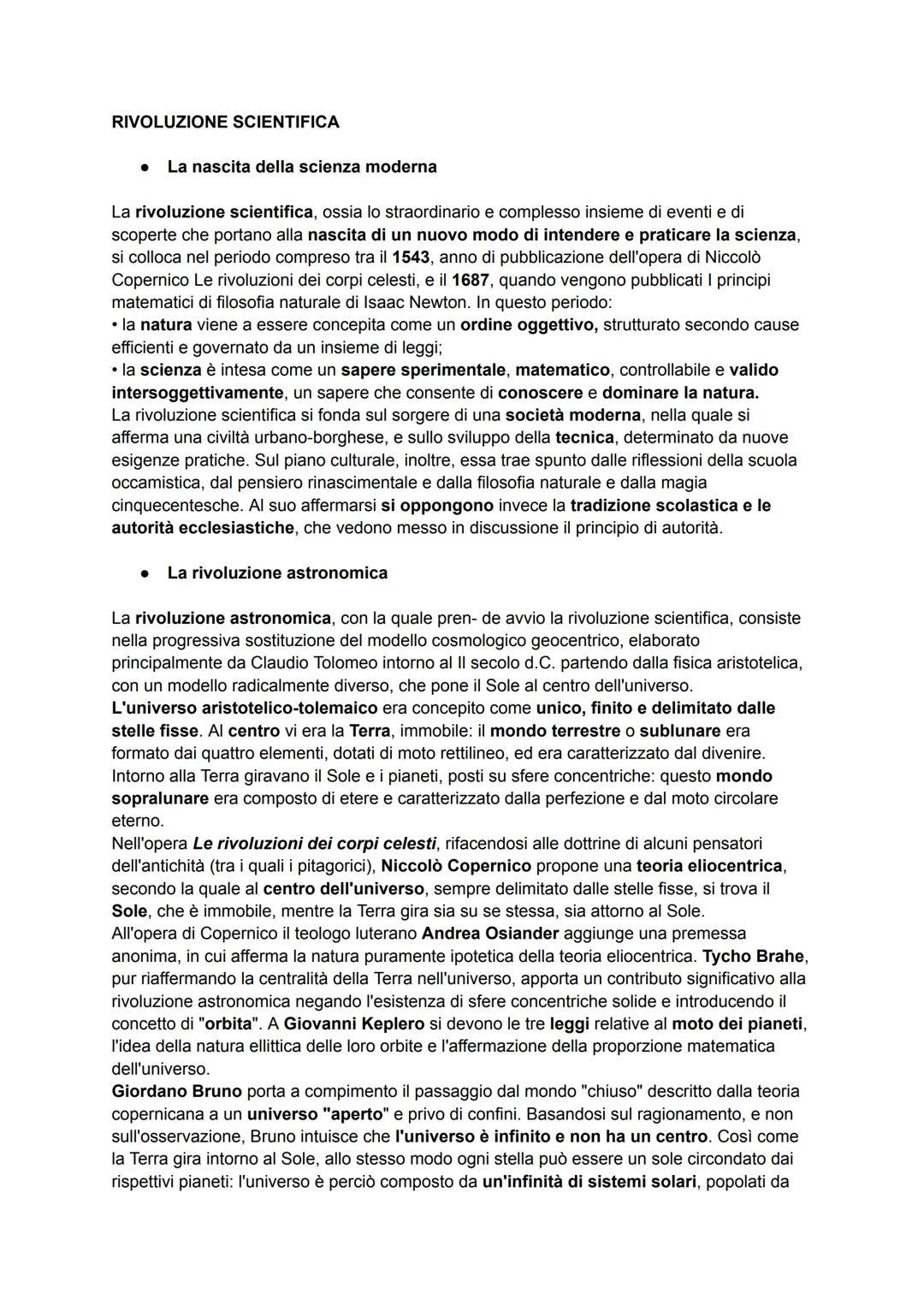 RIVOLUZIONE SCIENTIFICA
- La nascita della scienza moderna
La rivoluzione scientifica, ossia lo straordinario e complesso insieme di event