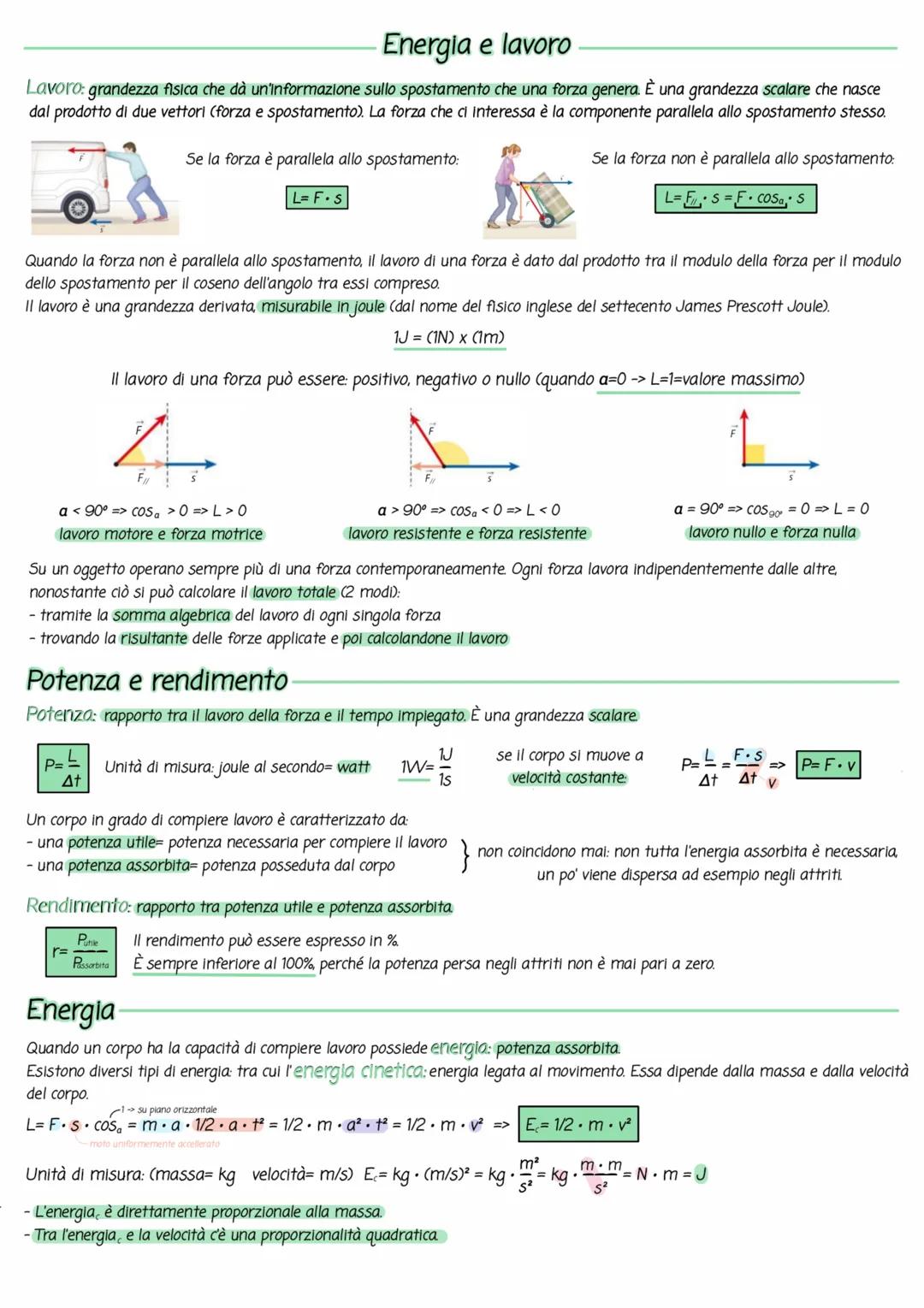 # Energia e lavoro
Lavoro: grandezza fisica che dà un'informazione sullo spostamento che una forza genera. È una grandezza scalare che nasc