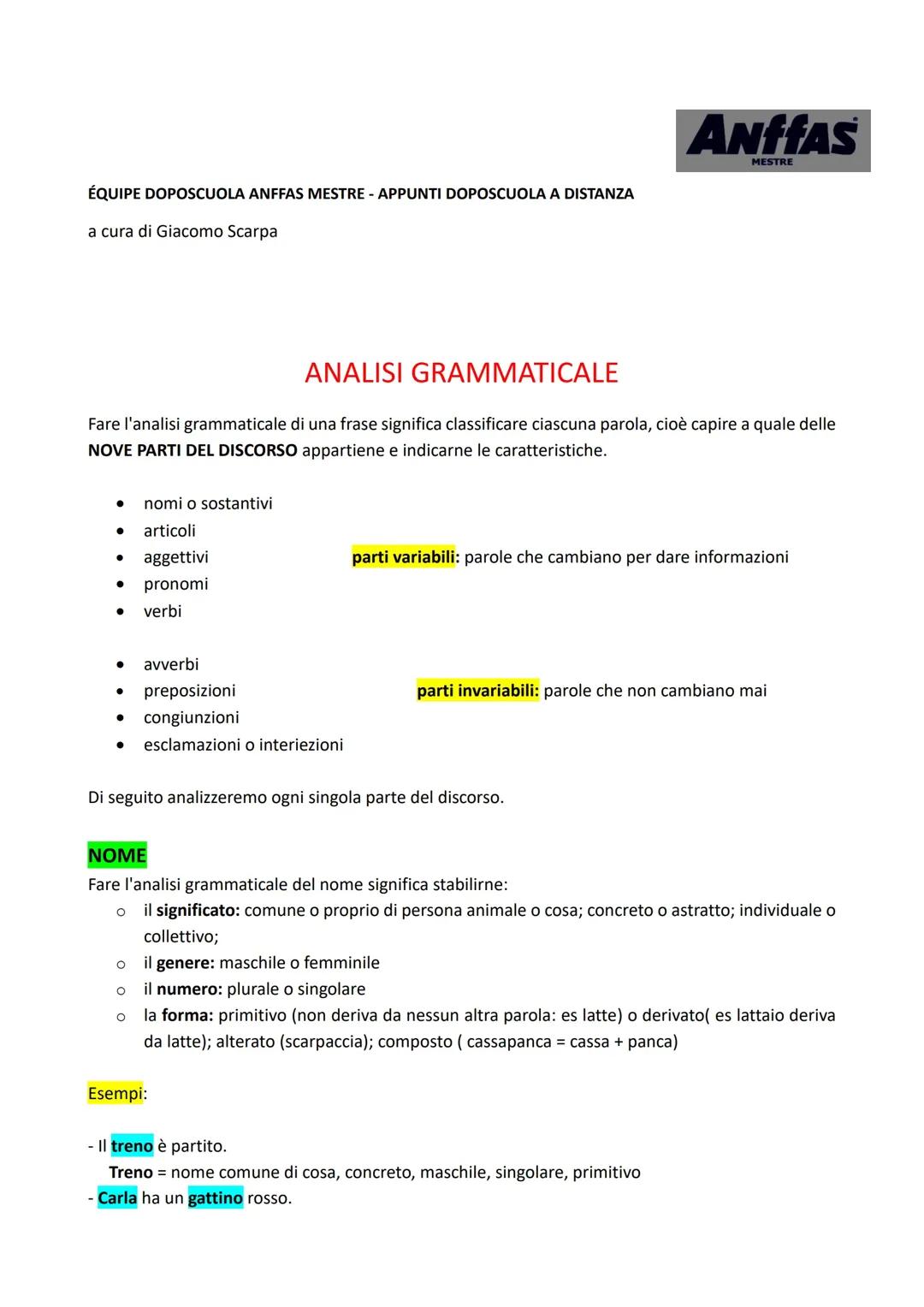 Analisi grammaticale