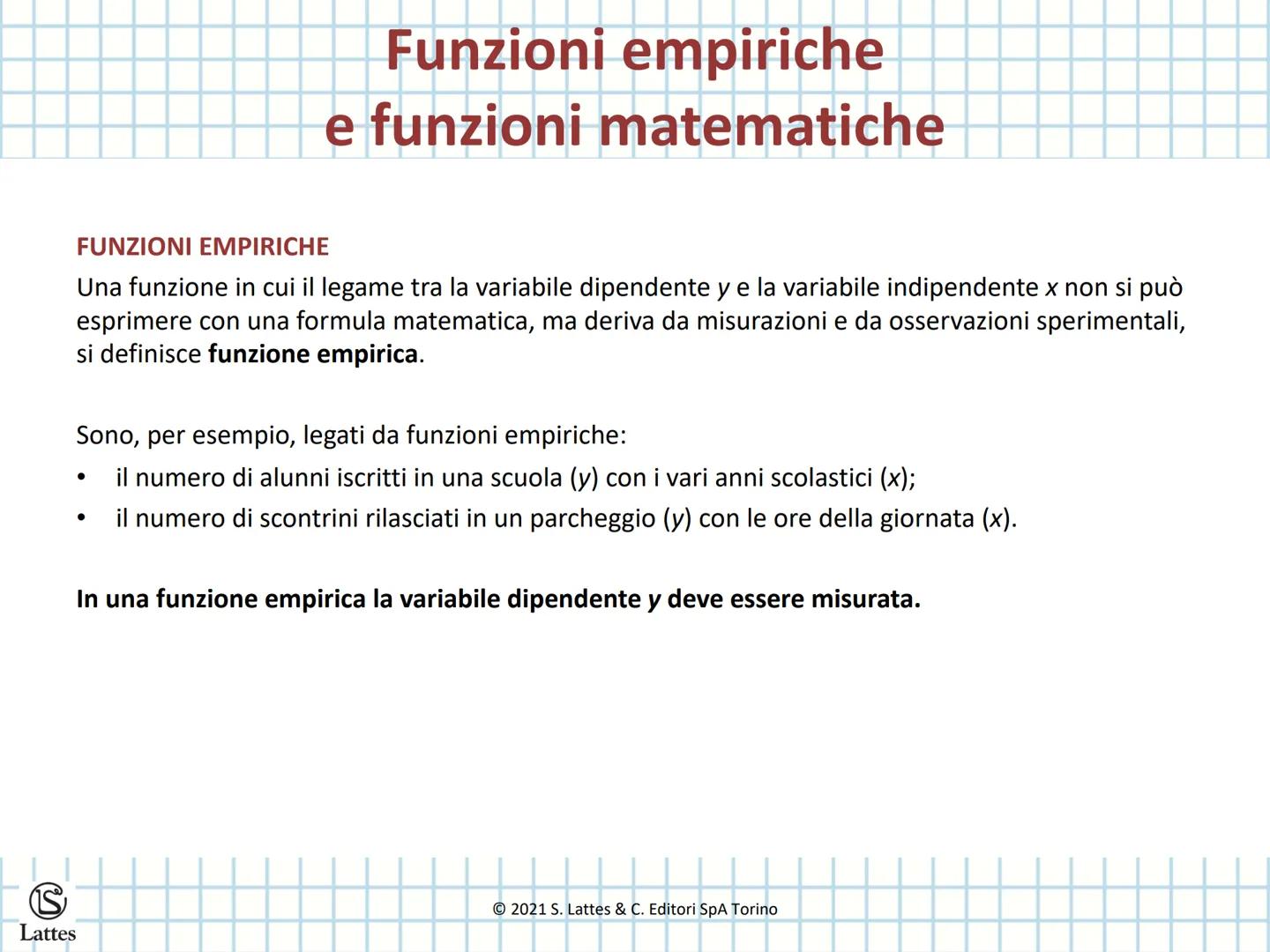 Proporzionalità
Lattes diretta e inversa
$y=f(x)$
2021 S. Lattes & C. Editori SpA Torino # Concetto di funzione
CONCETTO DI FUNZIONE
Una