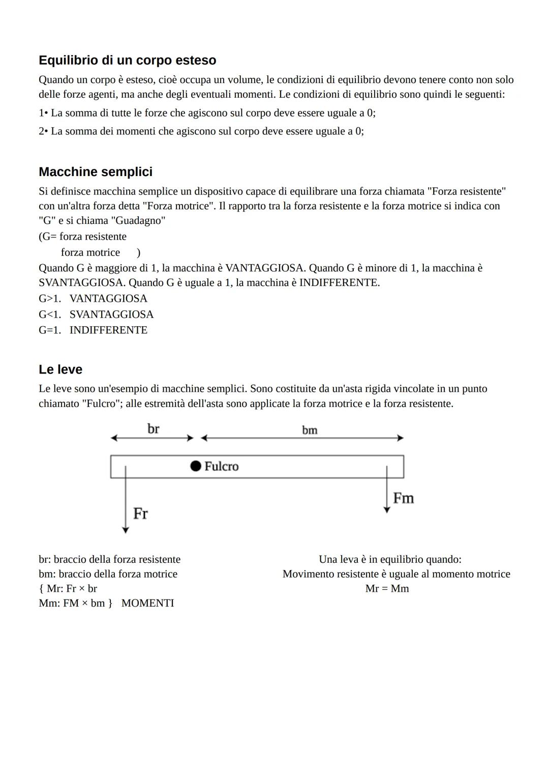# L'equilibrio
Per semplificare lo studio dell'equilibrio e del movimento dei corpi, si introduce il concetto di punto
materiale. Si defini