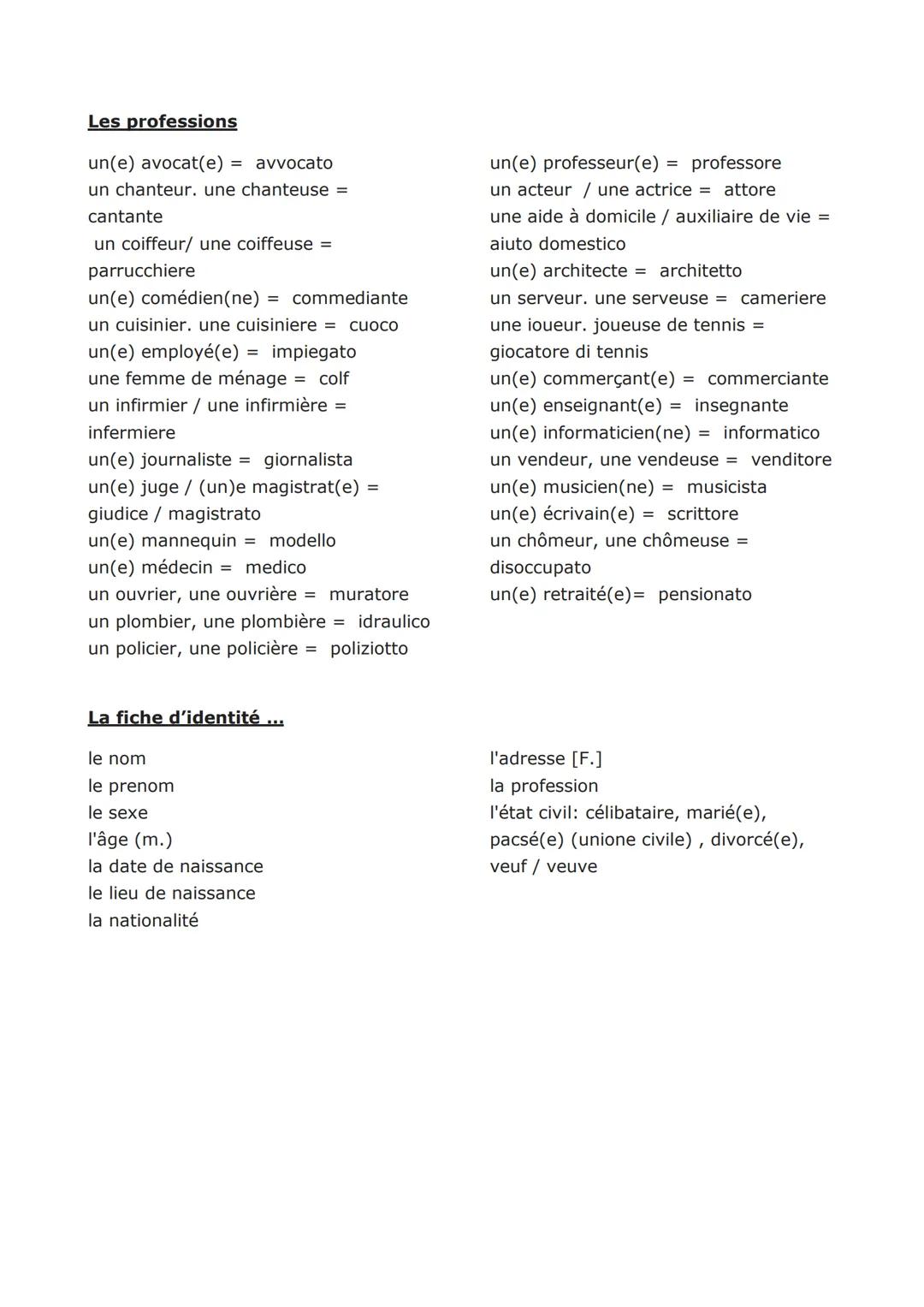 Les nombres
1 = un
2 = deux
3 = trois
4 = quatre
5 = cinq
Lessico
70 =
soixante-dix
71
soixante et onze
72 = soixante-douze
73
soixante-trei