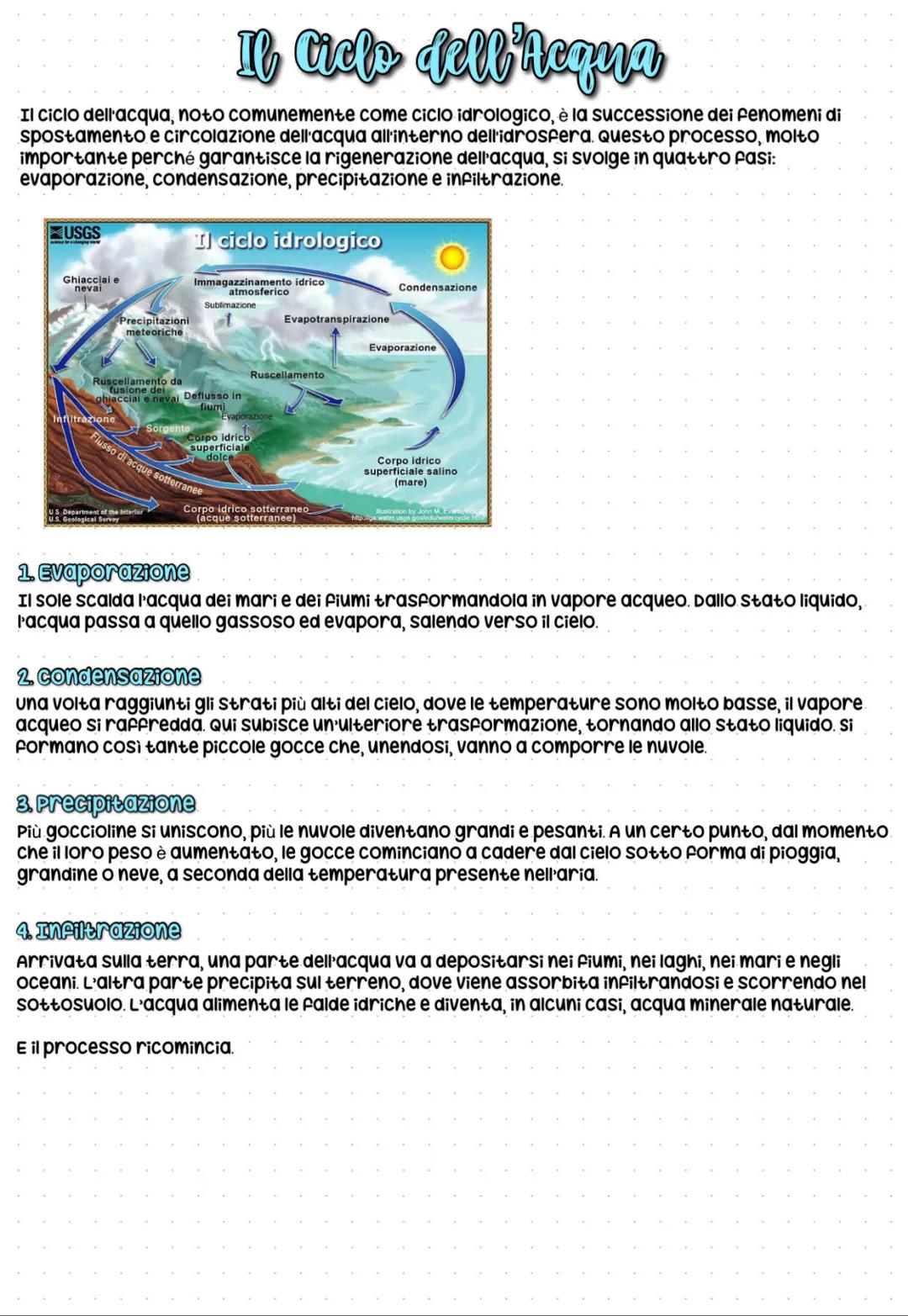 Il Ciclo dell’acqua; l’Acqua e la sua importanza