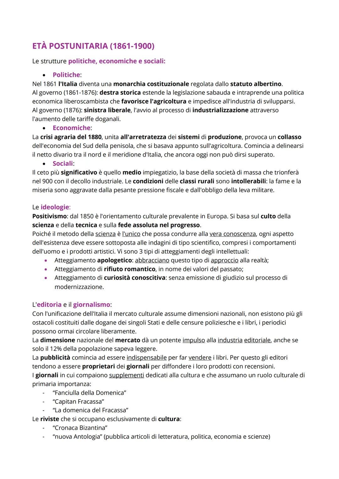 # ETÀ POSTUNITARIA (1861-1900)
Le strutture politiche, economiche e sociali:
- Politiche:
Nel 1861 l'Italia diventa una monarchia costitu