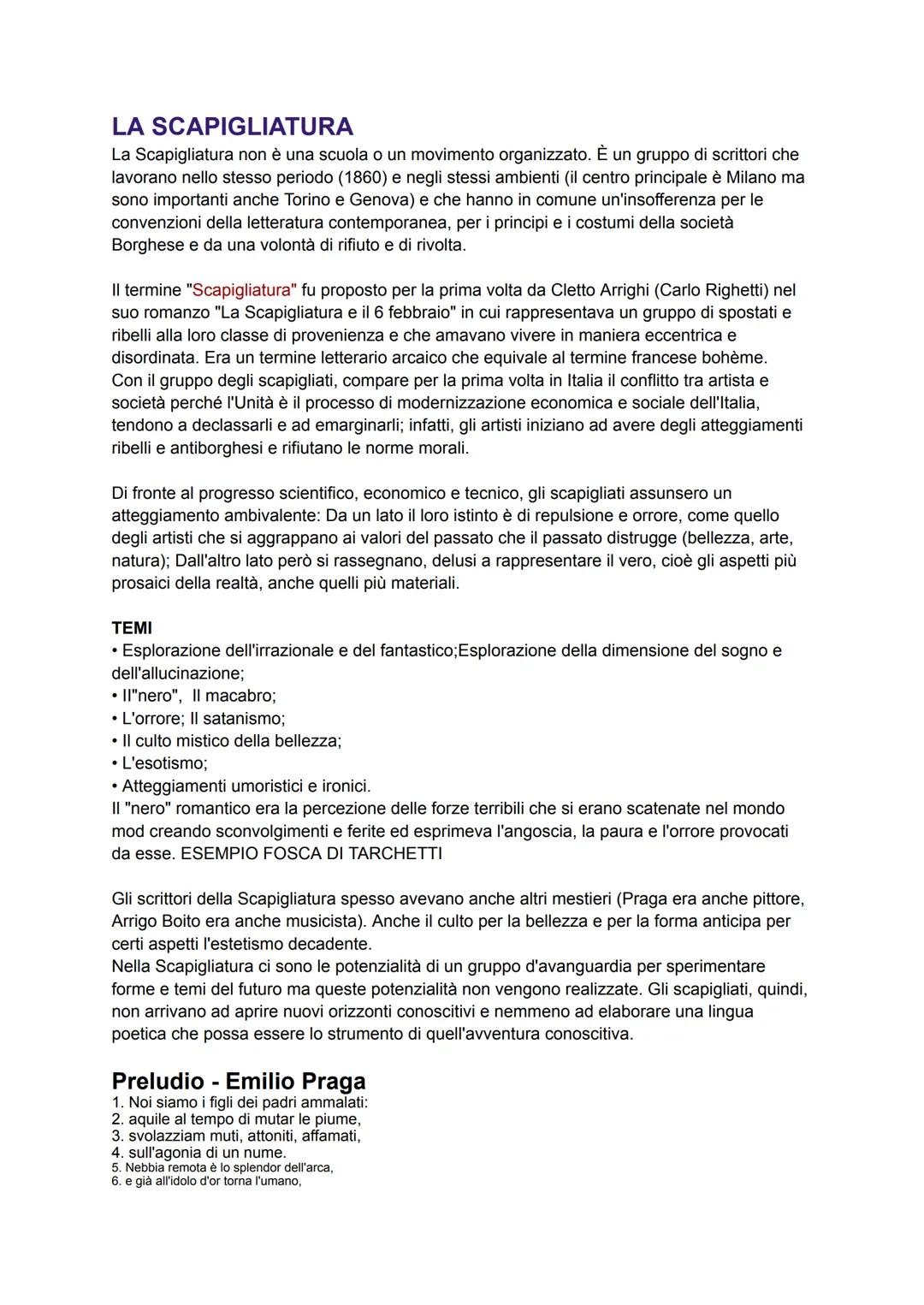 # LA SCAPIGLIATURA
La Scapigliatura non è una scuola o un movimento organizzato. È un gruppo di scrittori che
lavorano nello stesso periodo