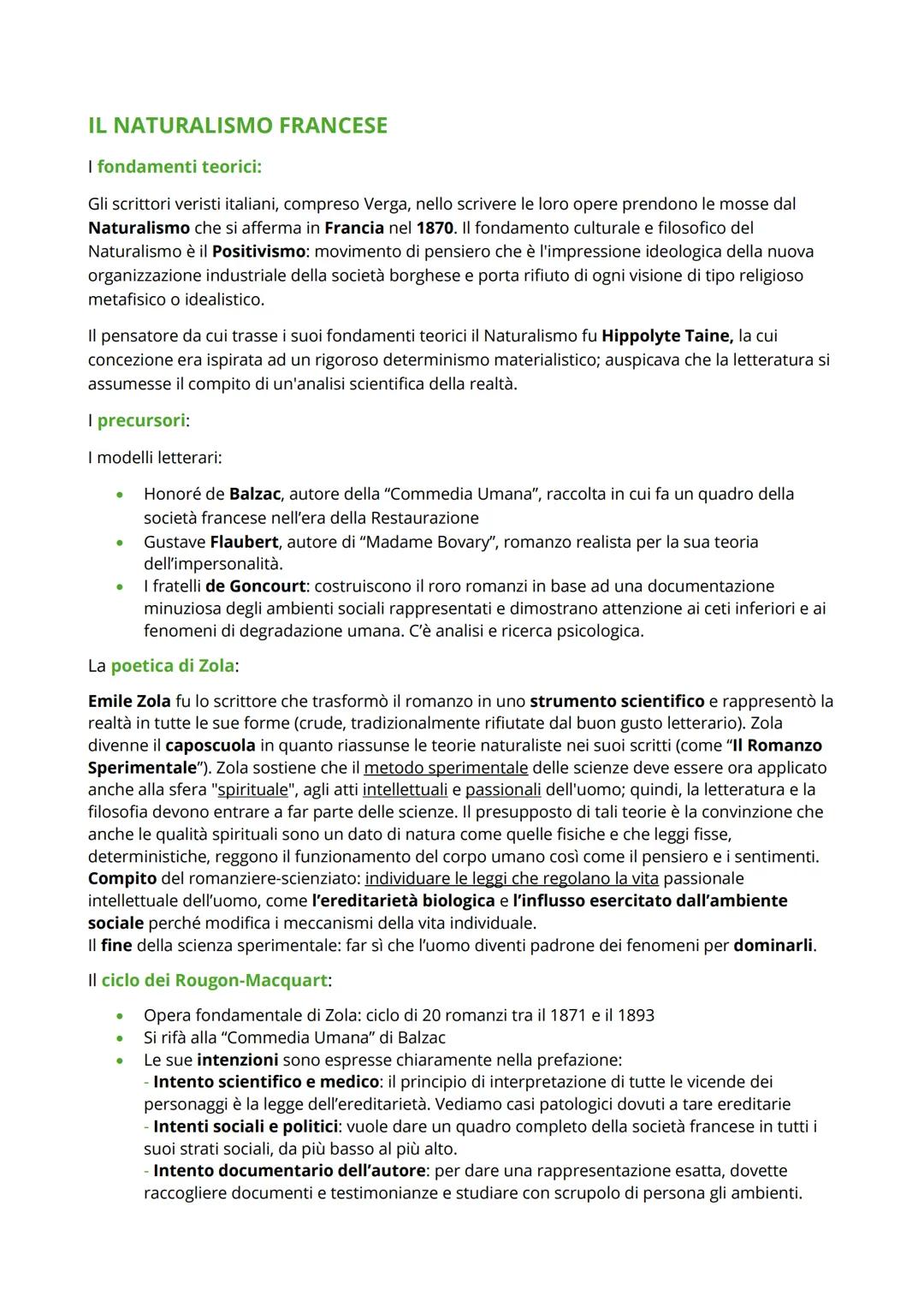 # IL NATURALISMO FRANCESE
I fondamenti teorici:
Gli scrittori veristi italiani, compreso Verga, nello scrivere le loro opere prendono le m