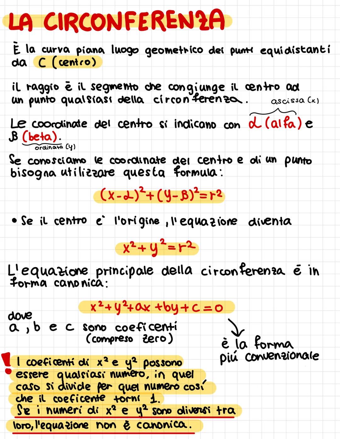 # LA CIRCONFERENZA
È la curva piana luogo geometrico dei punts equidistanti
da C (centro)
il raggio è il segmento che congiunge il centro