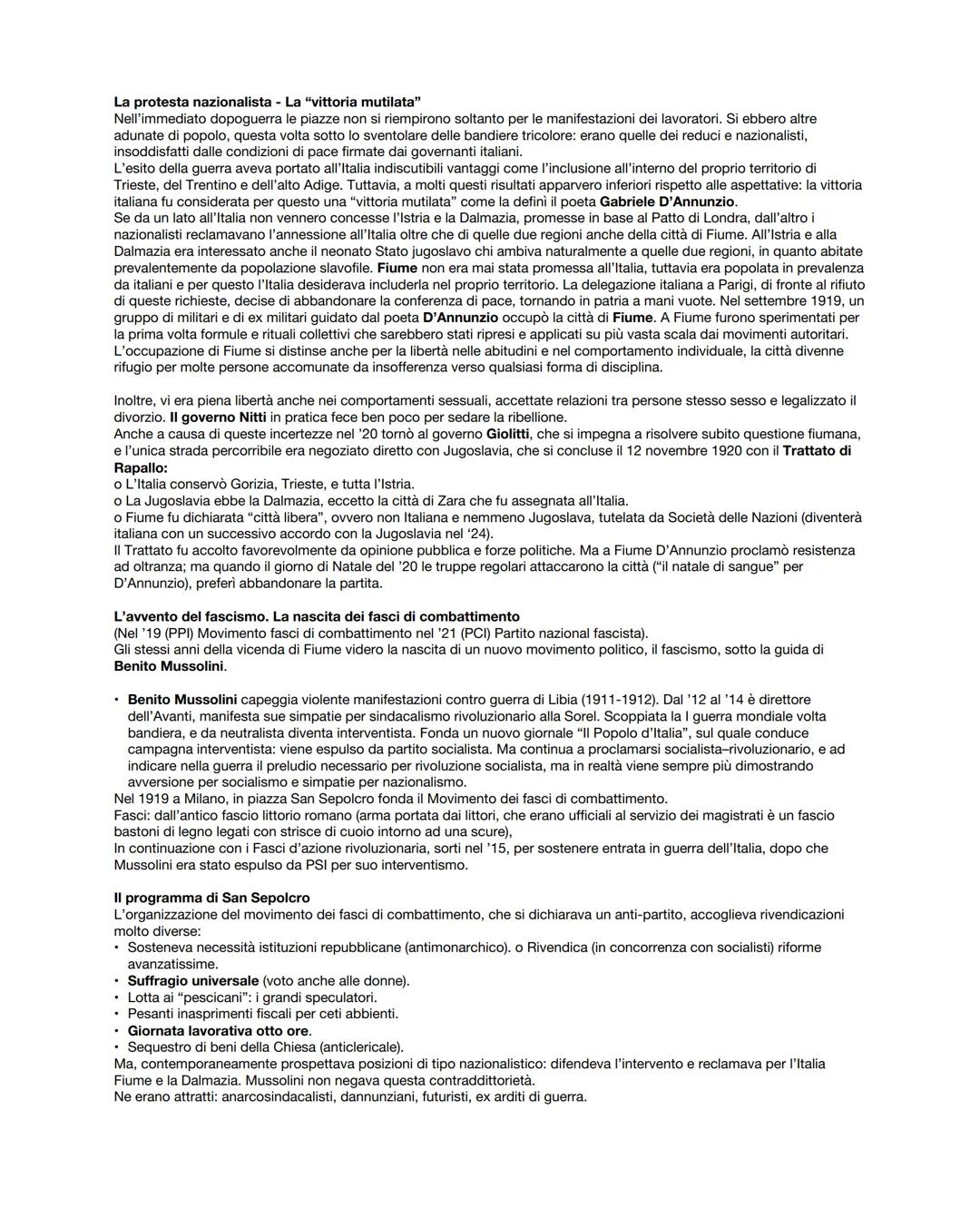 # La crisi del dopoguerra
Nonostante fosse risultata una delle potenze vincitrici, al termine della grande guerra l'Italia dovette affronta
