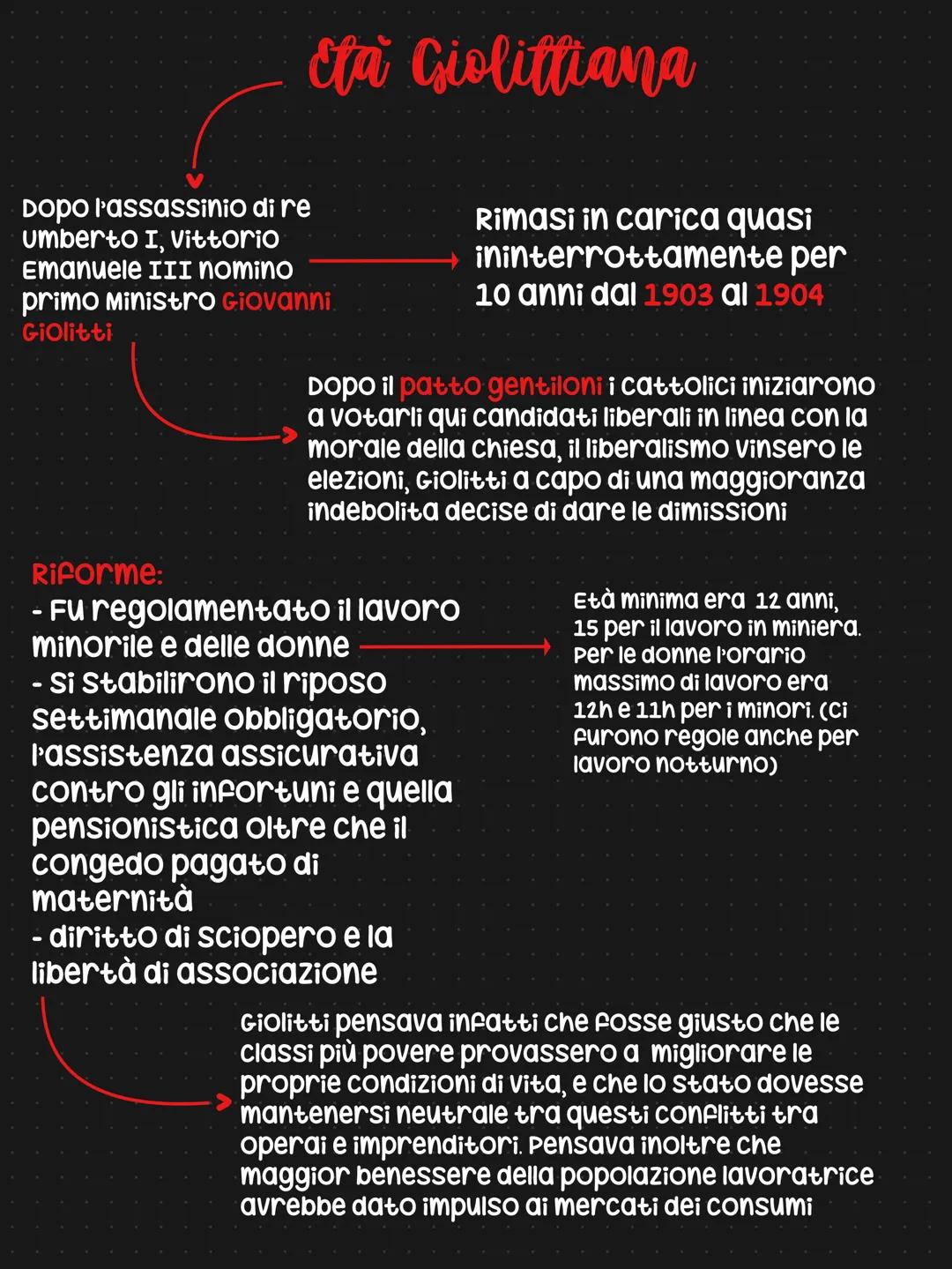 # Eta Giolittiana
Dopo l'assassinio di re
Umberto I, Vittorio
Emanuele III nomino
primo ministro Giovanni.
Giolitti
Rimasi in carica quasi