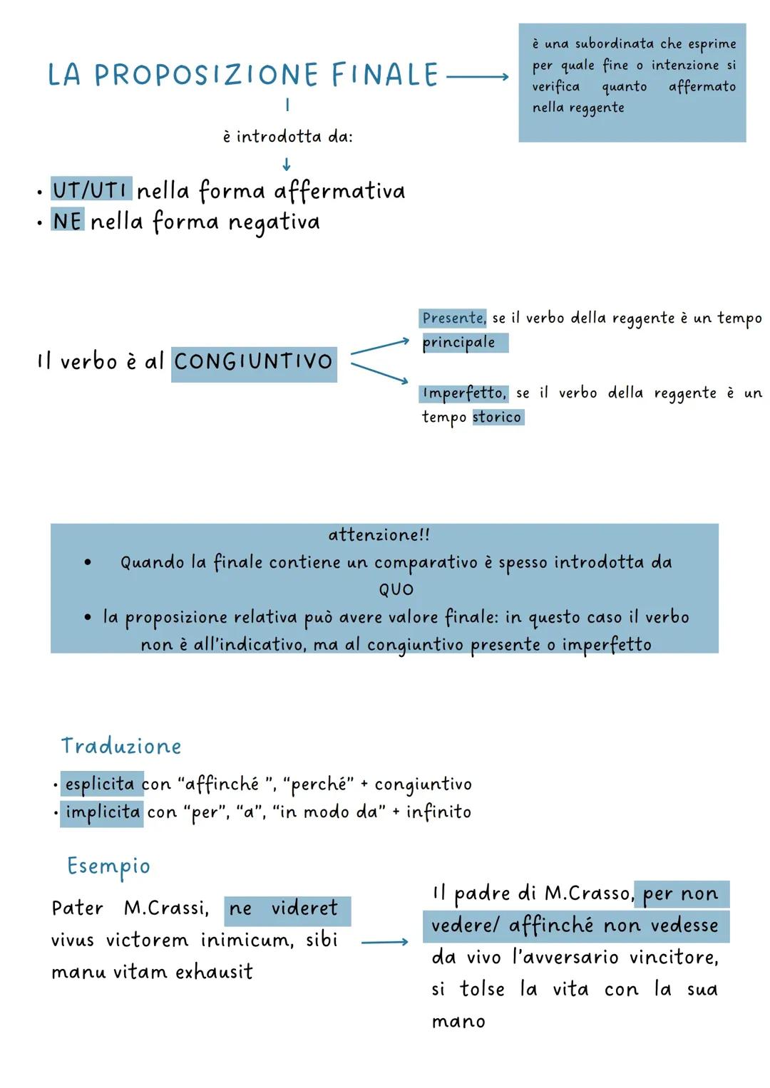 Proposizione finale Latina