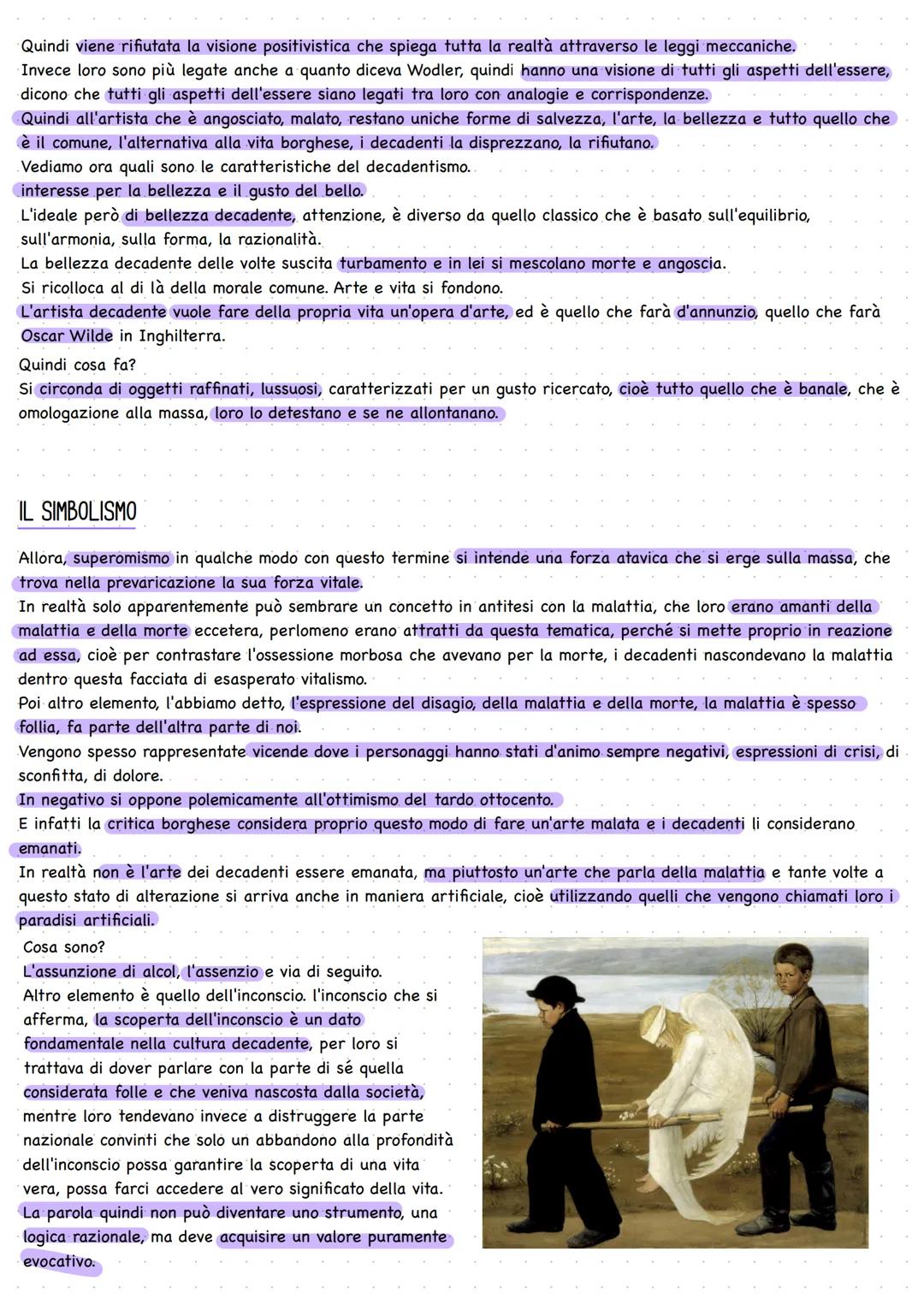 # Decadentismo e
simbolismo
Il decadentismo é in contrapposizione al pensiero positivista che riproponeva una totale fiducia nel progresso,