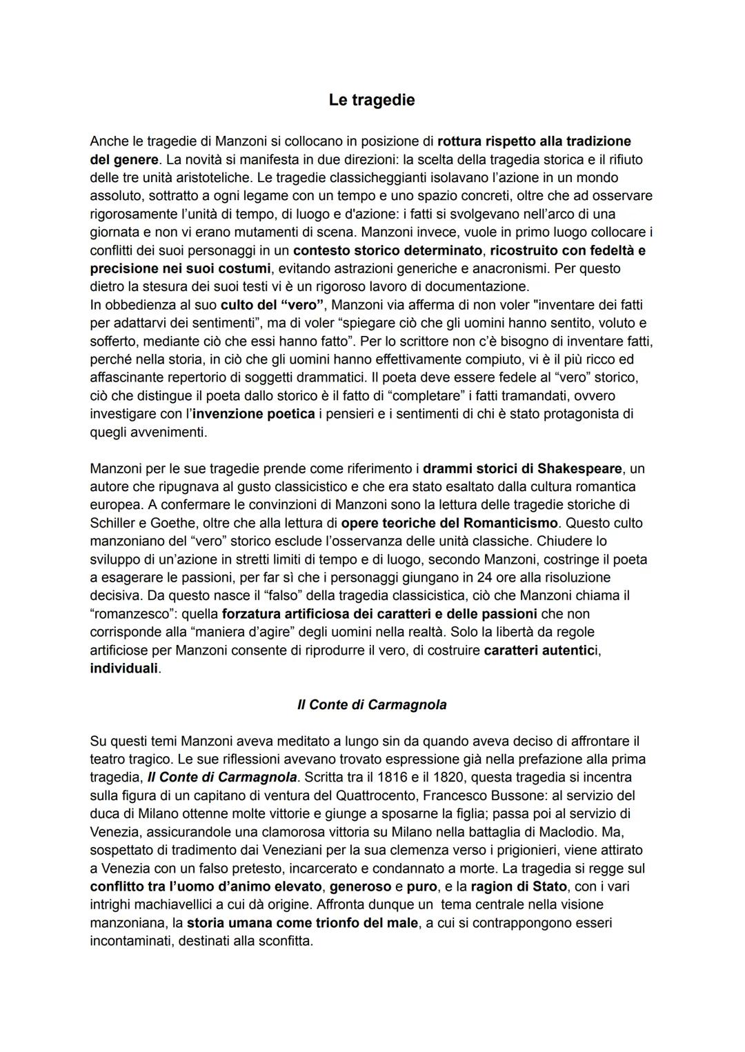 # Le tragedie
Anche le tragedie di Manzoni si collocano in posizione di rottura rispetto alla tradizione
del genere. La novità si manifesta