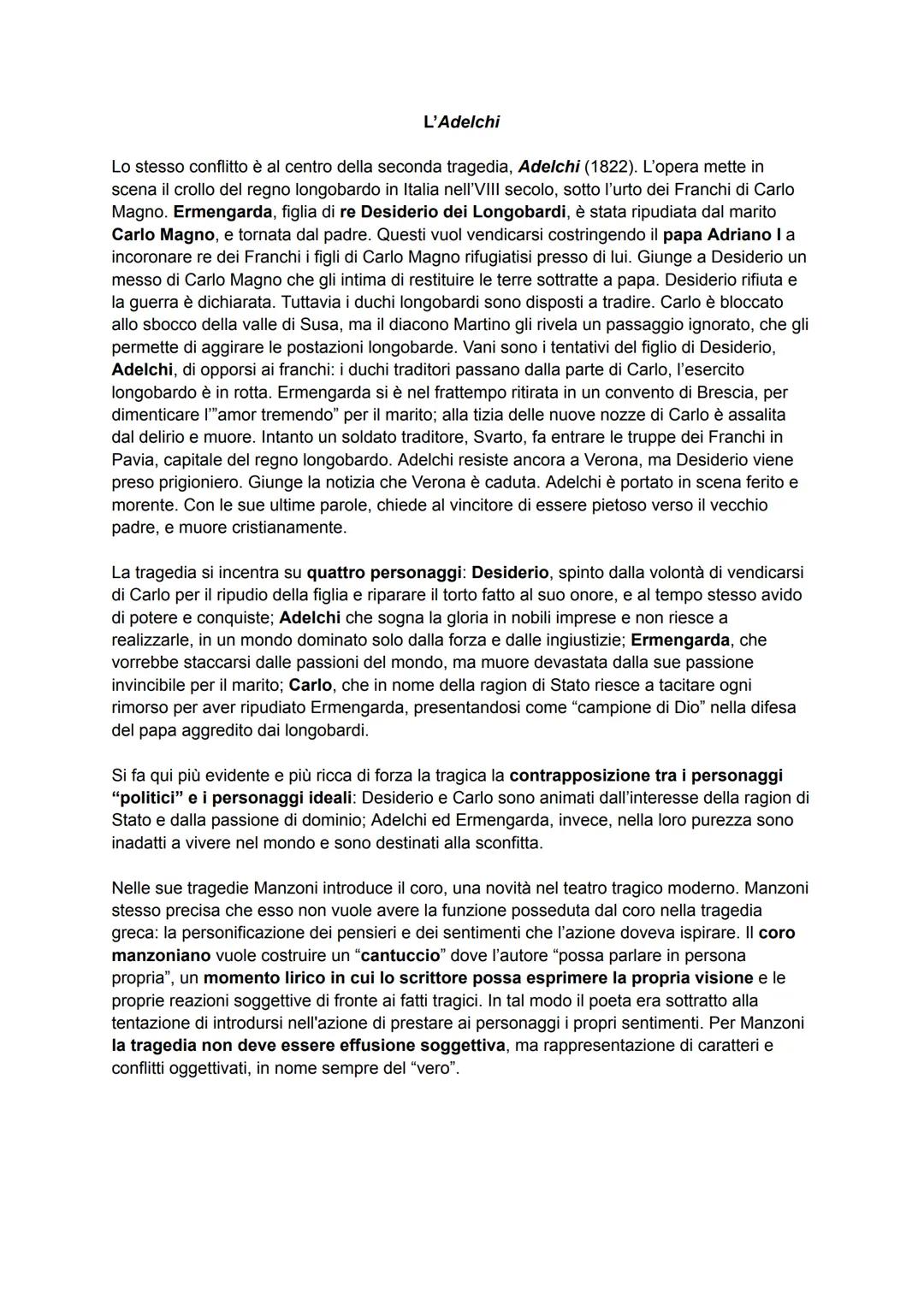 # Le tragedie
Anche le tragedie di Manzoni si collocano in posizione di rottura rispetto alla tradizione
del genere. La novità si manifesta
