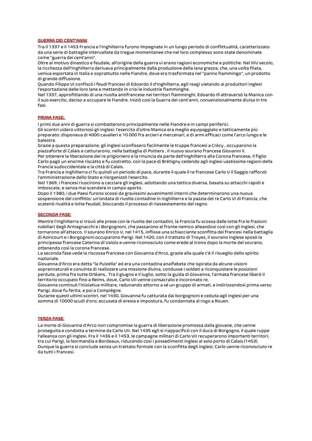 # GUERRA DEI CENT'ANNI
Tra il 1337 e il 1453 Francia e l'Inghilterra furono impegnate in un lungo periodo di conflittualità, caratterizzato