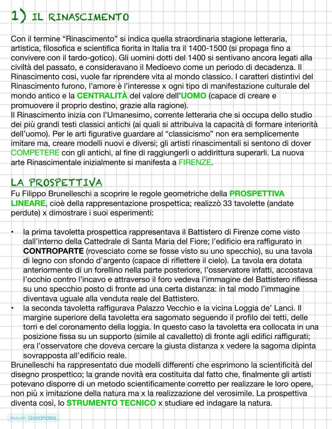 # 1) IL RINASCIMENTO
Con il termine "Rinascimento" si indica quella straordinaria stagione letteraria,
artistica, filosofica e scientifica