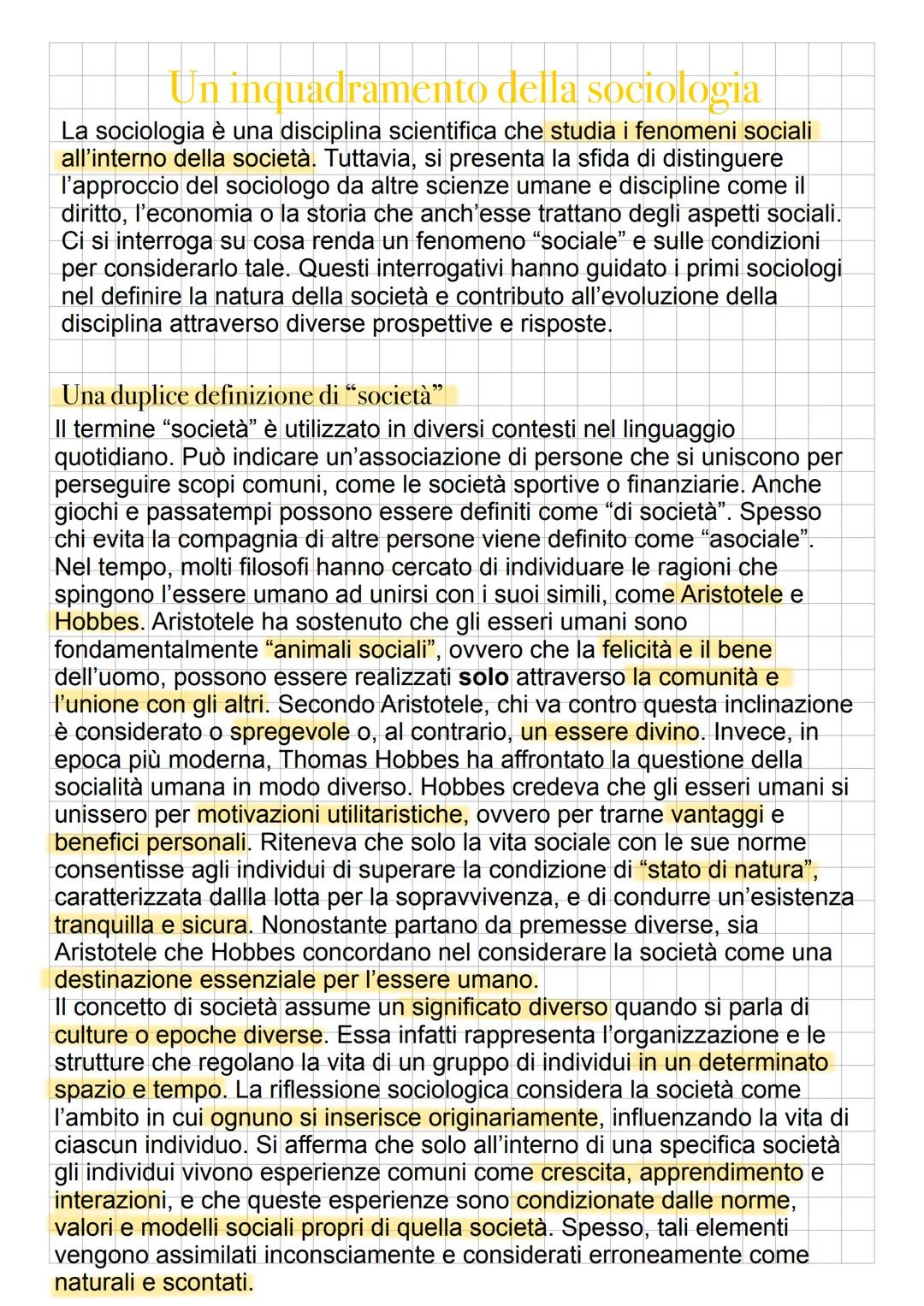 # Un inquadramento della sociologia
La sociologia è una disciplina scientifica che studia i fenomeni sociali
all'interno della società. Tut