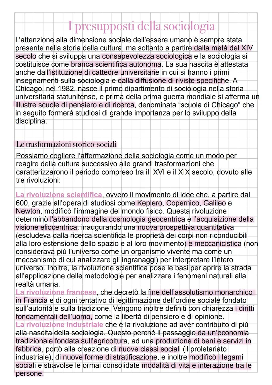 # I presupposti della sociologia
L'attenzione alla dimensione sociale dell'essere umano è sempre stata
presente nella storia della cultura,