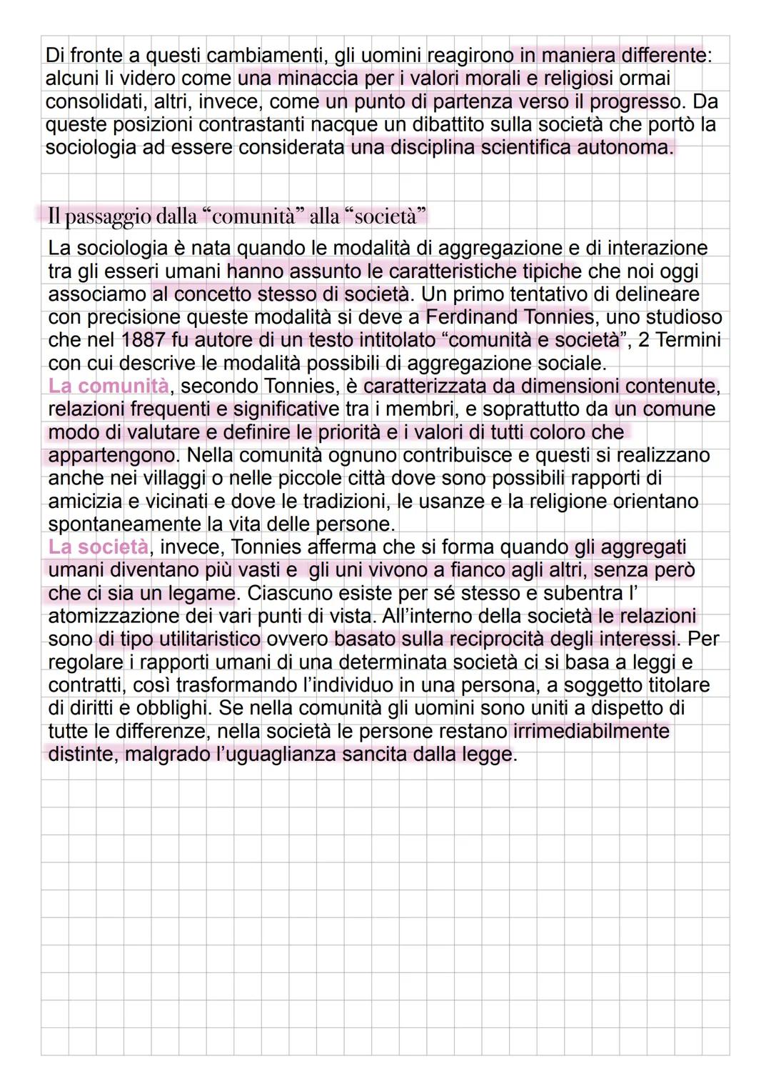 # I presupposti della sociologia
L'attenzione alla dimensione sociale dell'essere umano è sempre stata
presente nella storia della cultura,