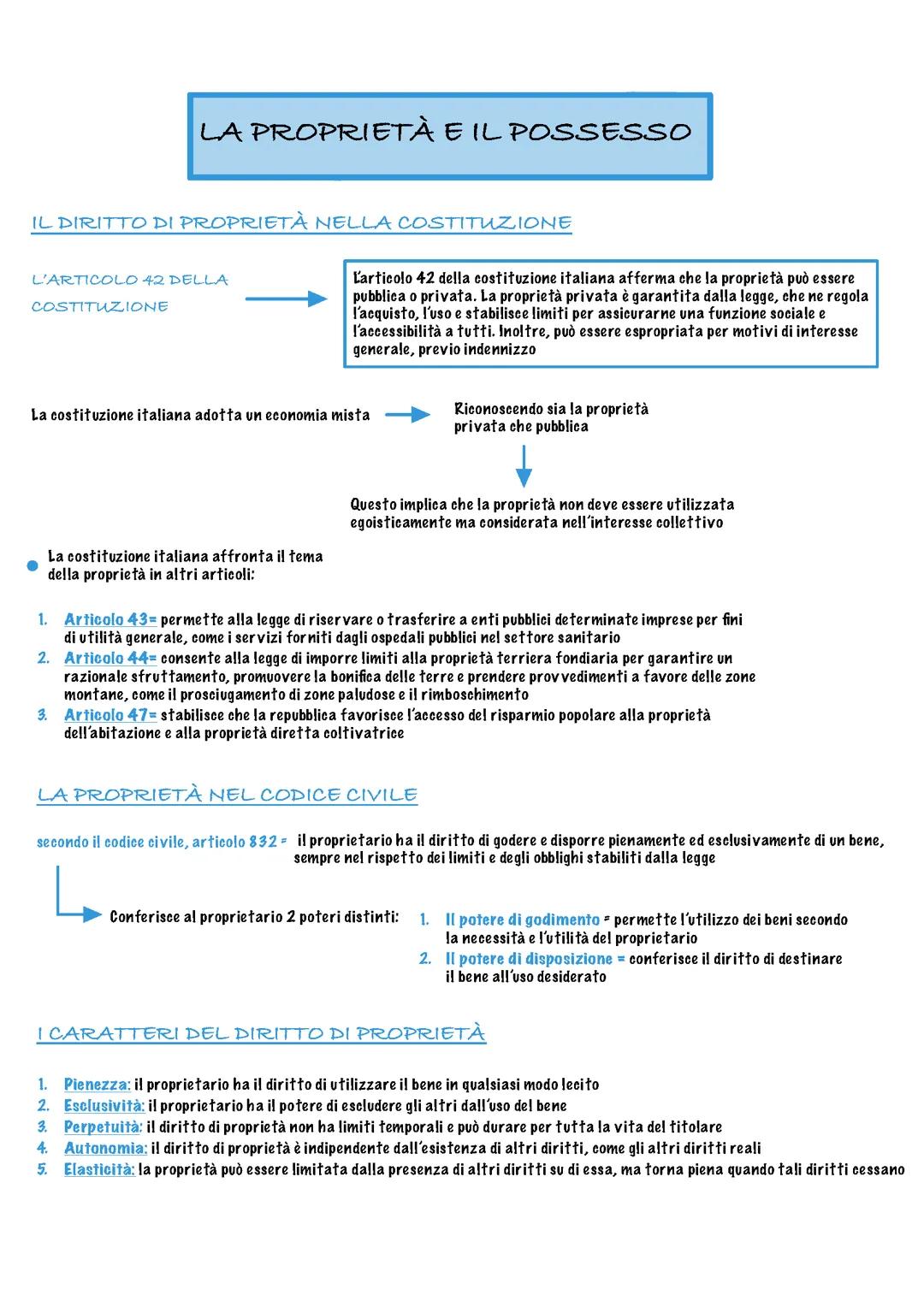 LA PROPRIETÀ E IL POSSESSO