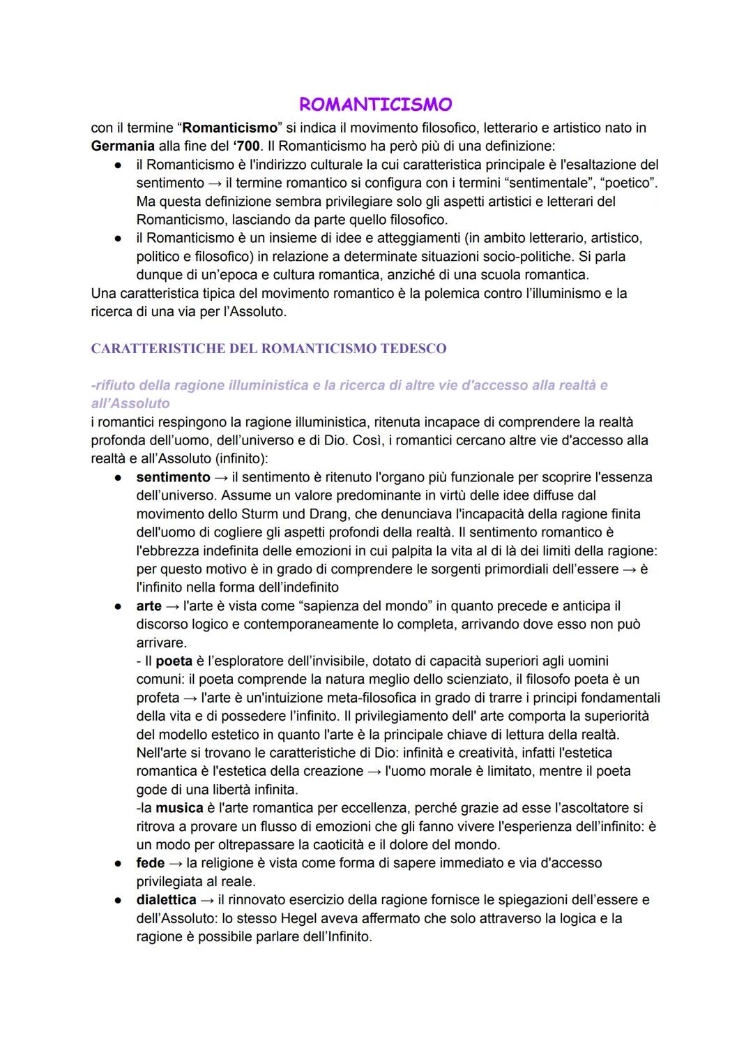 ROMANTICISMO
con il termine "Romanticismo" si indica il movimento filosofico, letterario e artistico nato in
Germania alla fine del '700. II