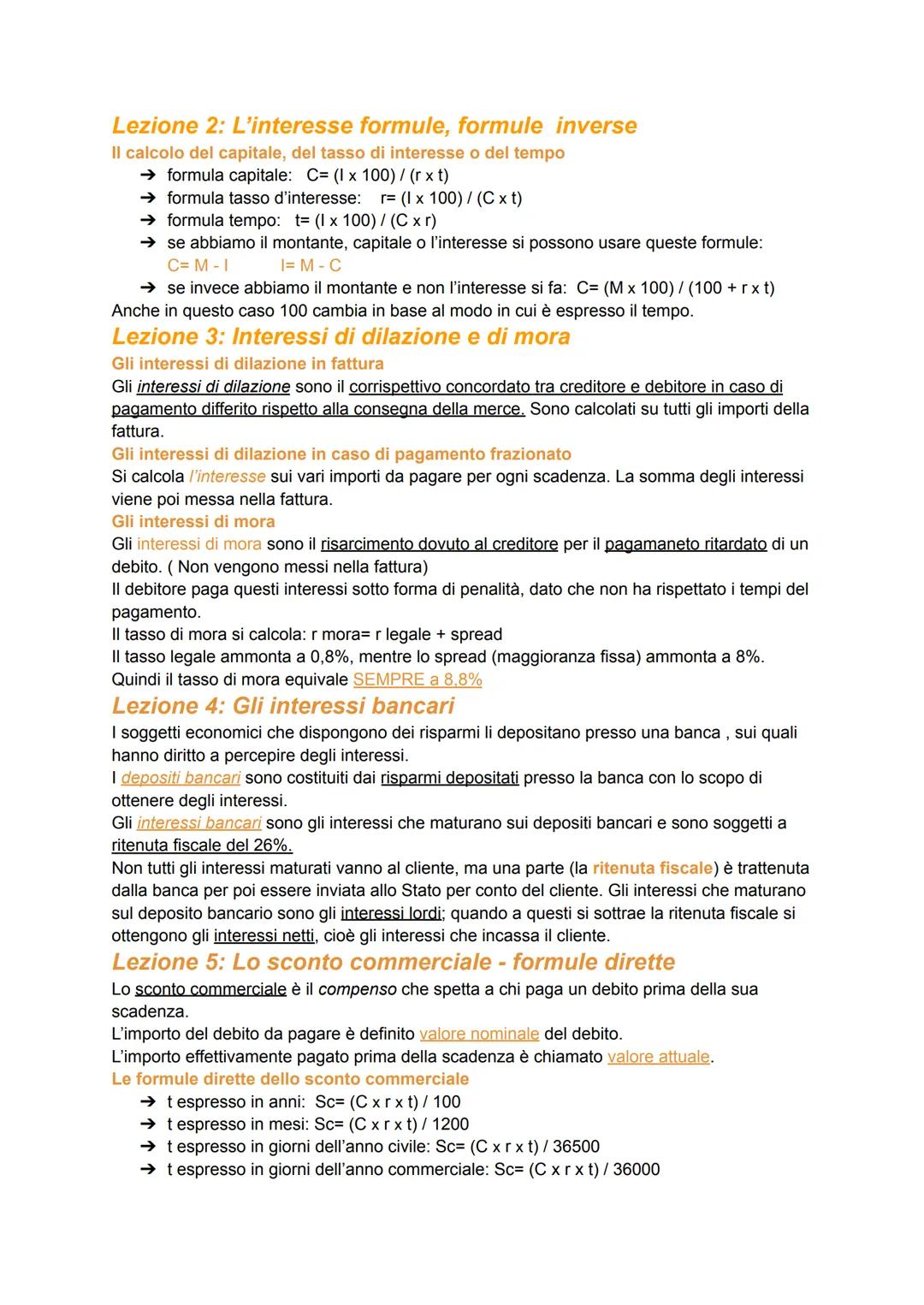 Lezione 1: L'interesse
Le operazioni di investimento e di finanziamento
L'interesse è il compenso che spetta al creditore.
Le aziende, neces